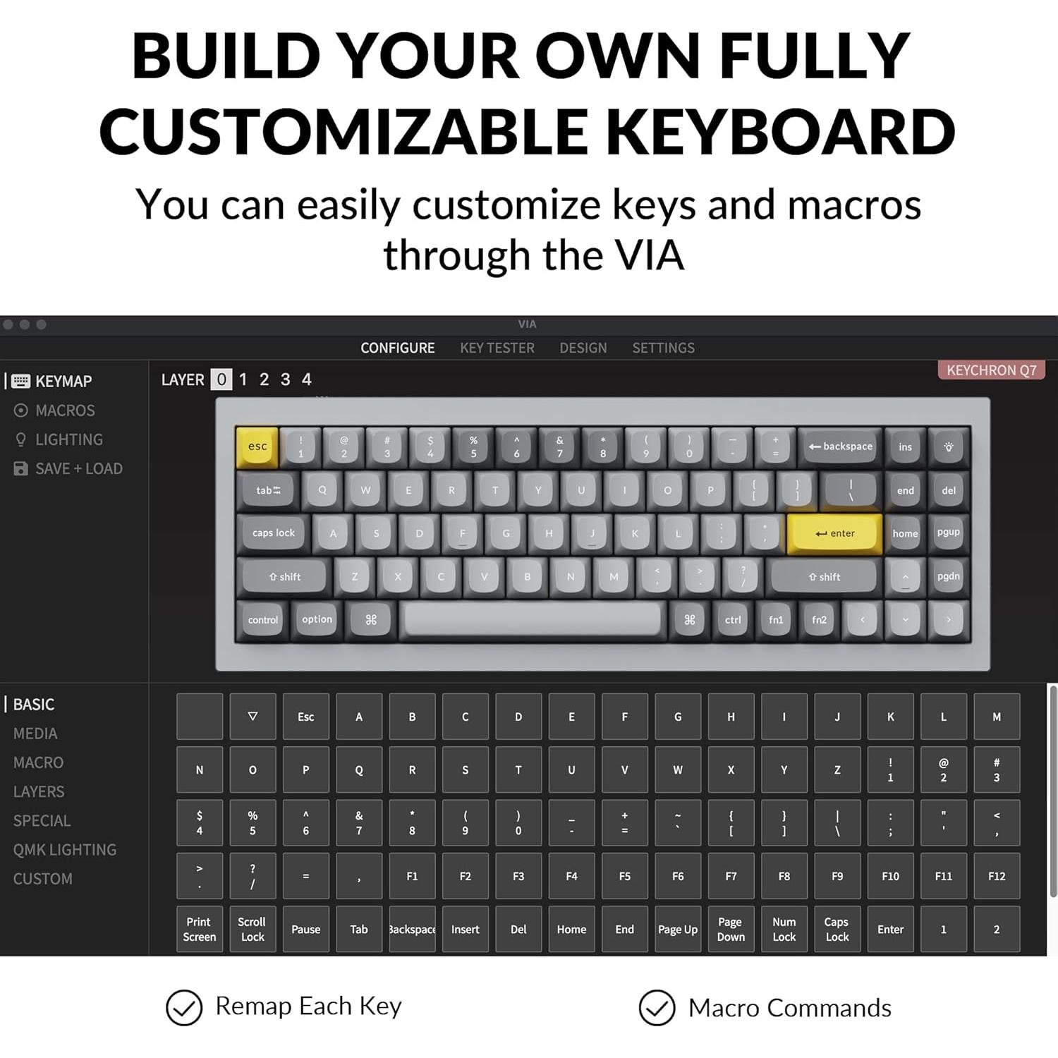 Teclado Mecánico Keychron Q7 70% Aluminio Gris Gateron Azul
