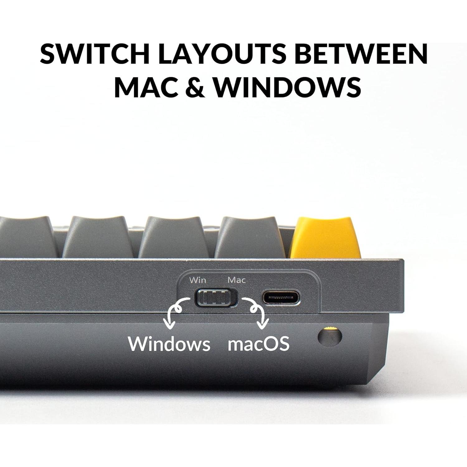 Teclado Mecánico Keychron Q7 70% Aluminio Gris Gateron Azul