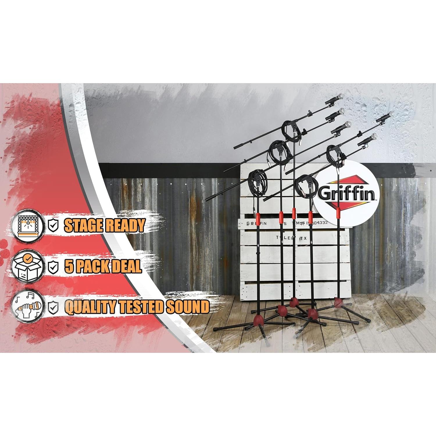 Soporte de Micrófono Tripode GRIFFIN + 5 Micrófonos Vocales