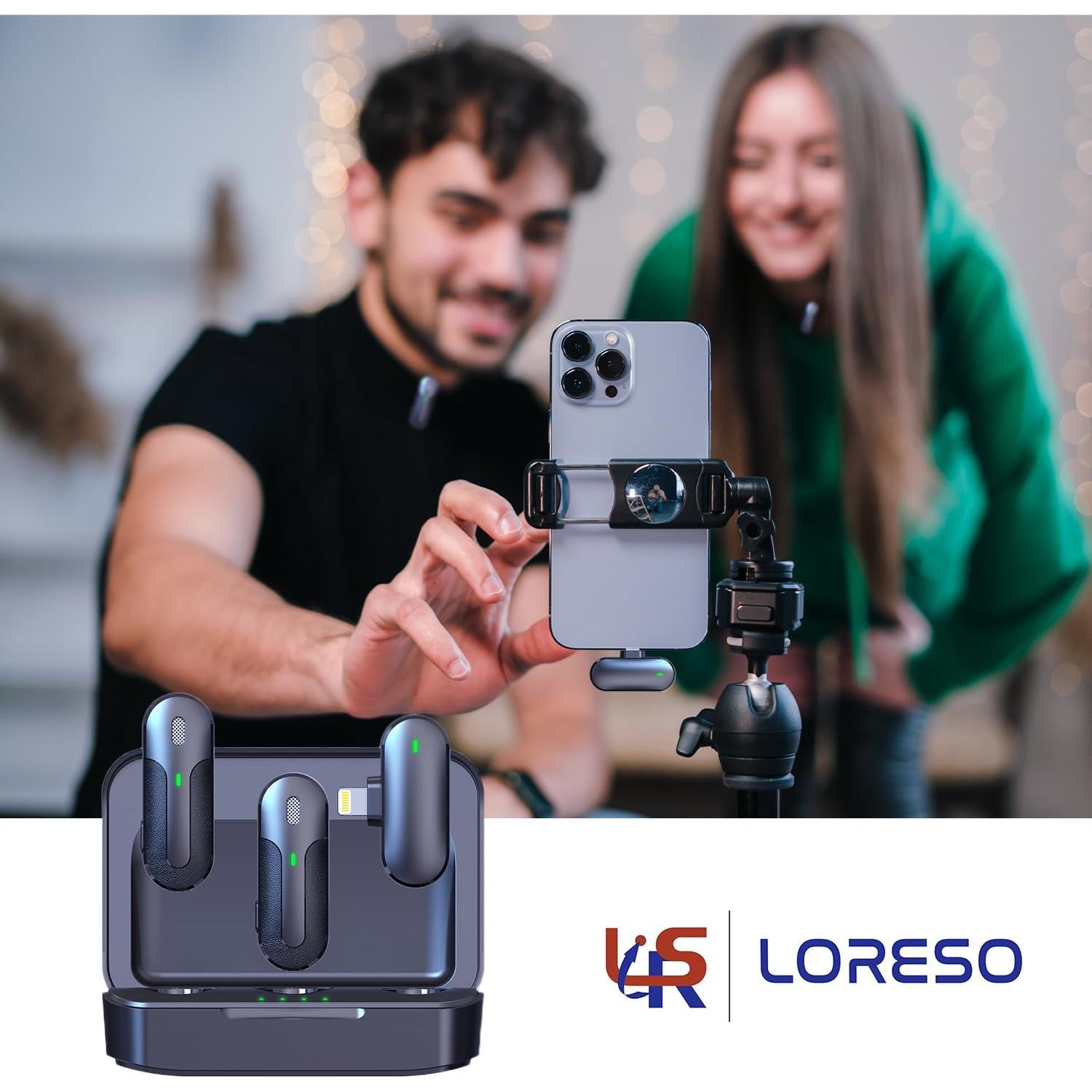 Micrófono Lavalier Inalámbrico LORESO para iPhone y iPad