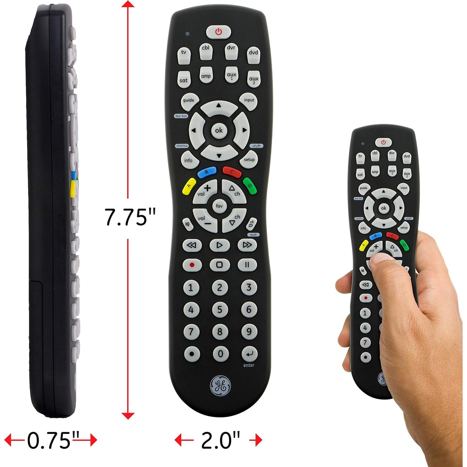 Control Remoto Universal GE 8 Dispositivos Infrarrojo Negro