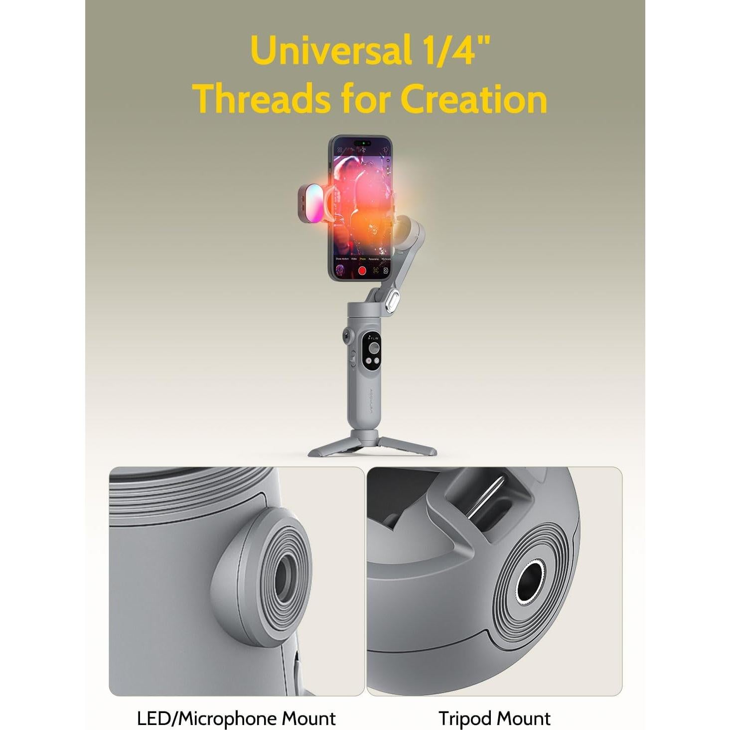 Gimbal Estabilizador 3 Ejes AOCHUAN Smart X Gris con Luz RGB