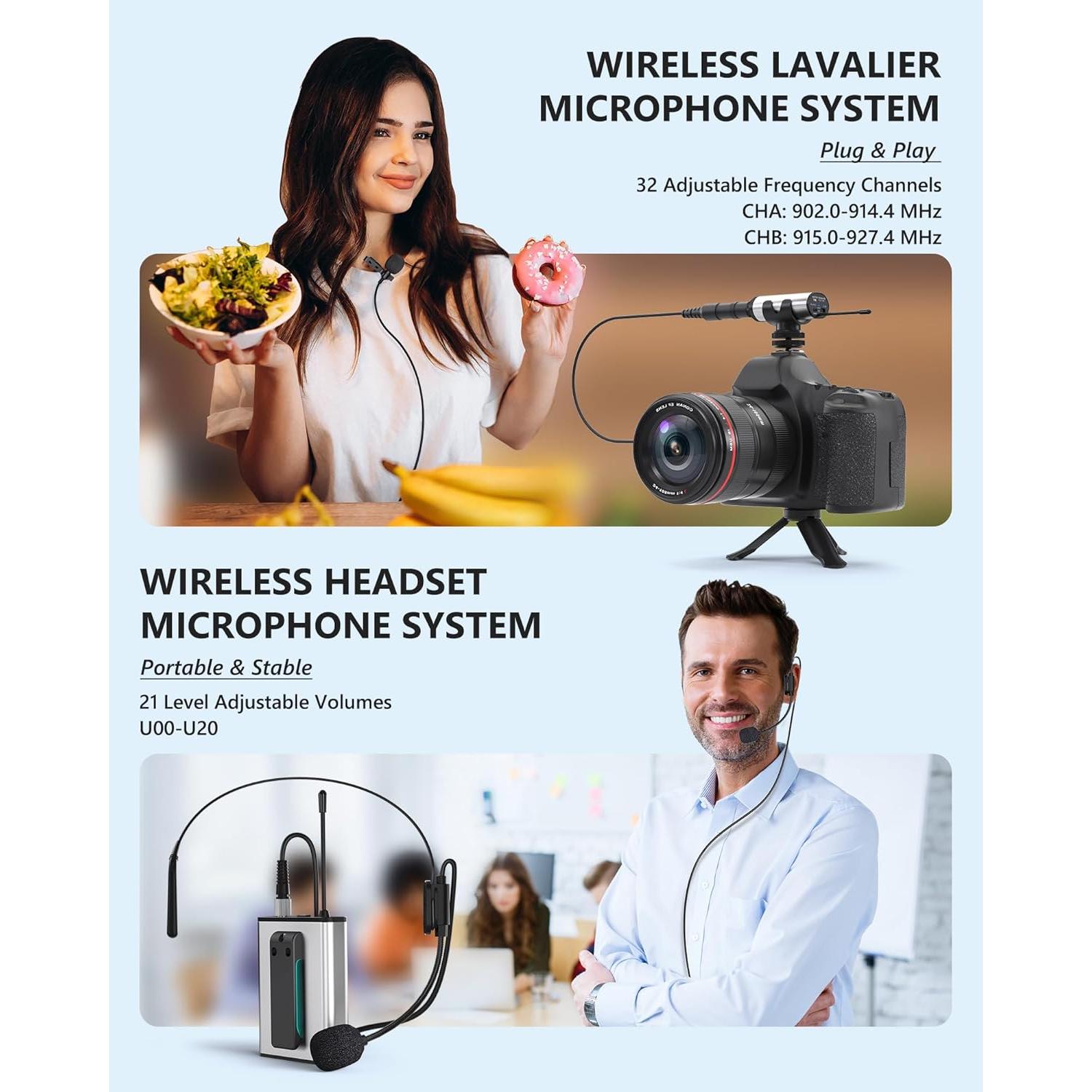 Micrófono inalámbrico YIHAIONLY YM-2 con auriculares y soporte