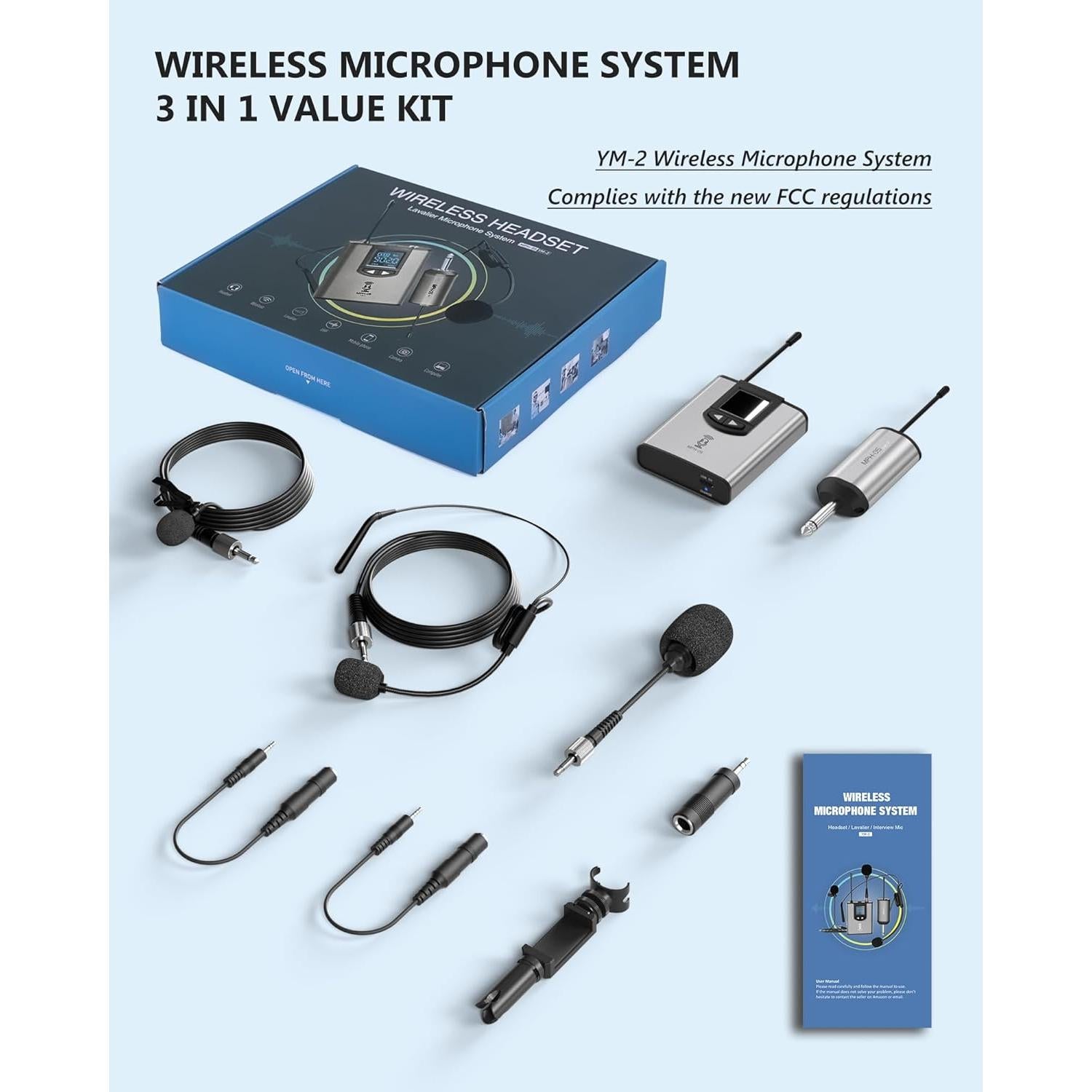 Micrófono inalámbrico YIHAIONLY YM-2 con auriculares y soporte