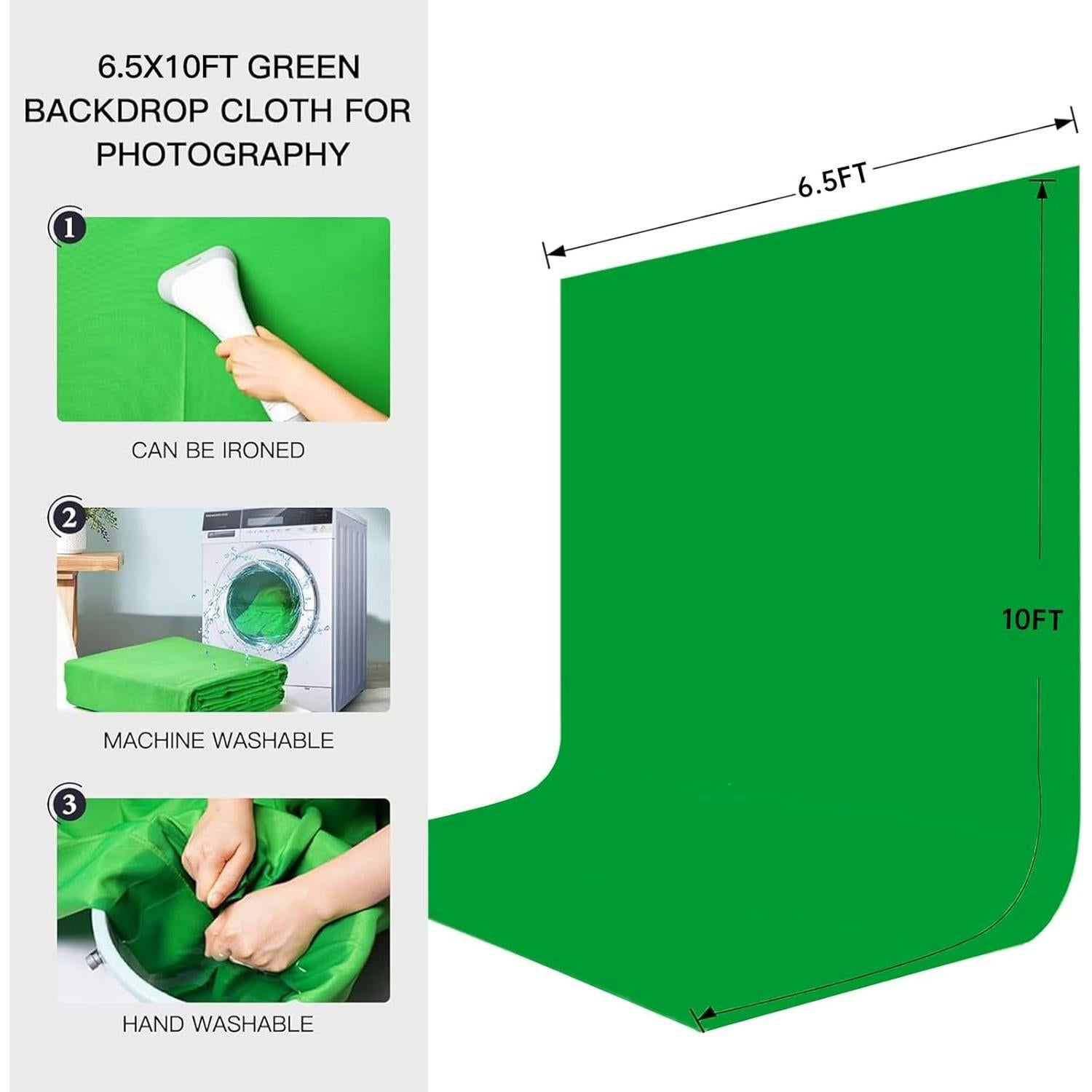 Fondo de Pantalla Verde 6.5x3m con Soporte Ajustable BEIYANG