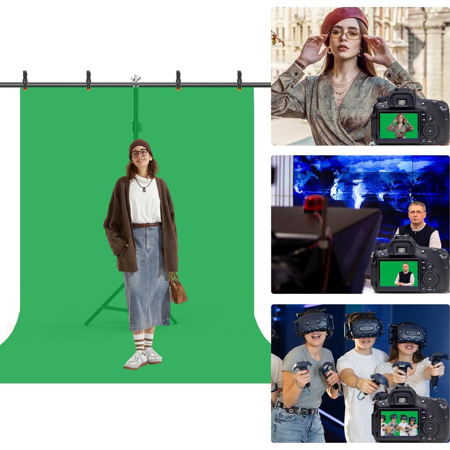 Fondo de Pantalla Verde 6.5x3m con Soporte Ajustable BEIYANG