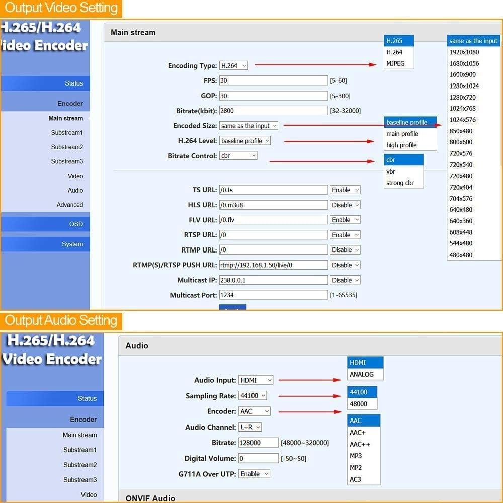 H.265/H.264 HDMI Video Encoder for Live Stream Broadcast on Facebook YouTube Ustream Wowza Streaming Platforms.Support RTMP/RTMPS/RTSP/UDP/RTP/SRT