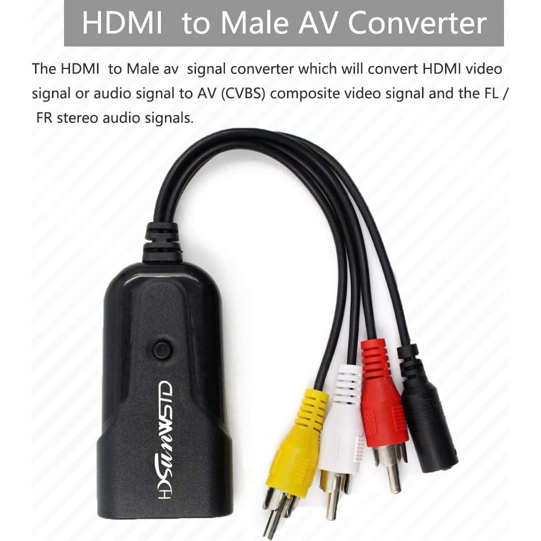 Adaptador HDMI a AV HDSunWSTD 1080P RCA NTSC PAL