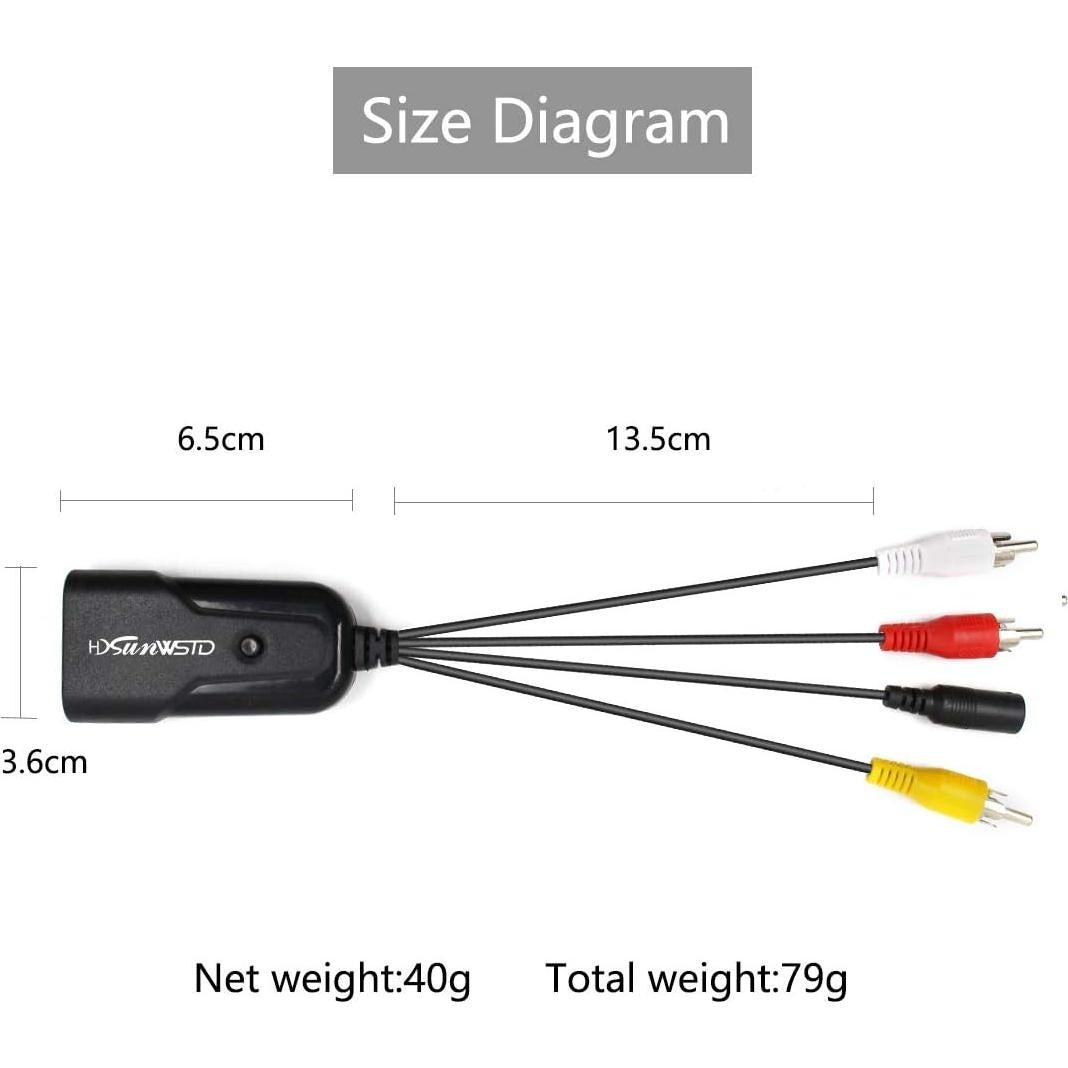 Adaptador HDMI a AV HDSunWSTD 1080P RCA NTSC PAL