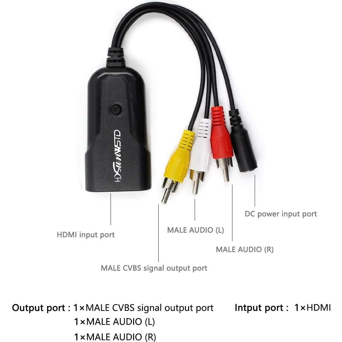 Adaptador HDMI a AV HDSunWSTD 1080P RCA NTSC PAL