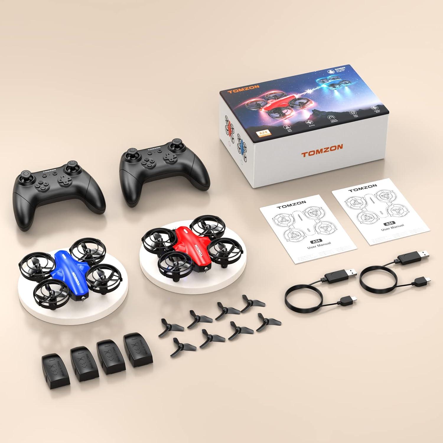 Drone TOMZON A24 para Niños - 2 Paquetes, Rojo y Azul