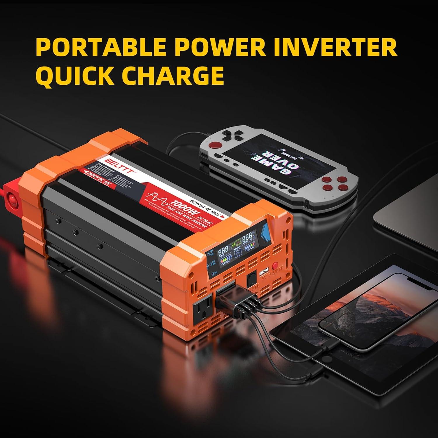 Inversor de Onda Sinusoidal Pura BELTTT 1000W 12V DC a 220V AC