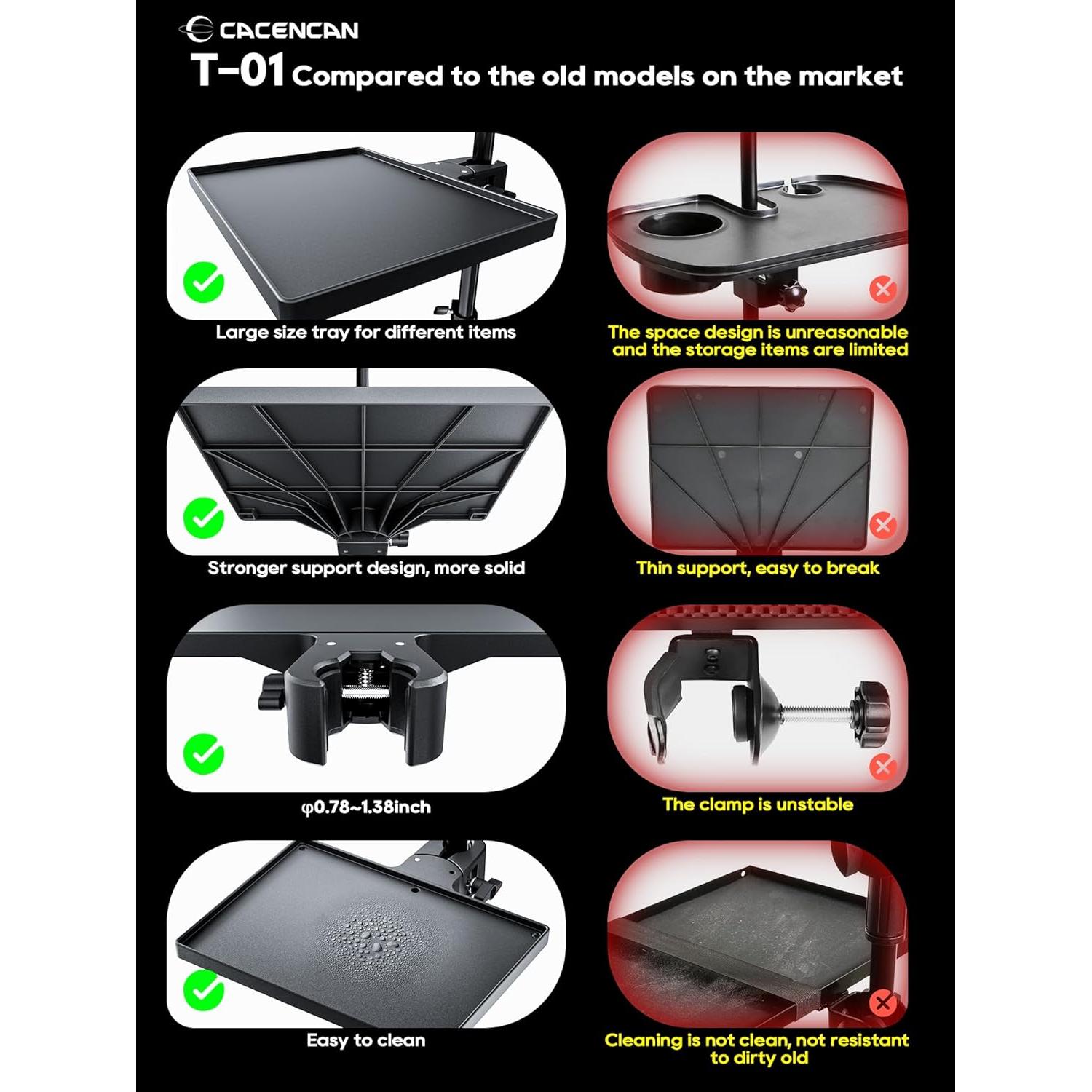 Soporte de Micrófono con Bandeja Ajustable T-01 Blanco