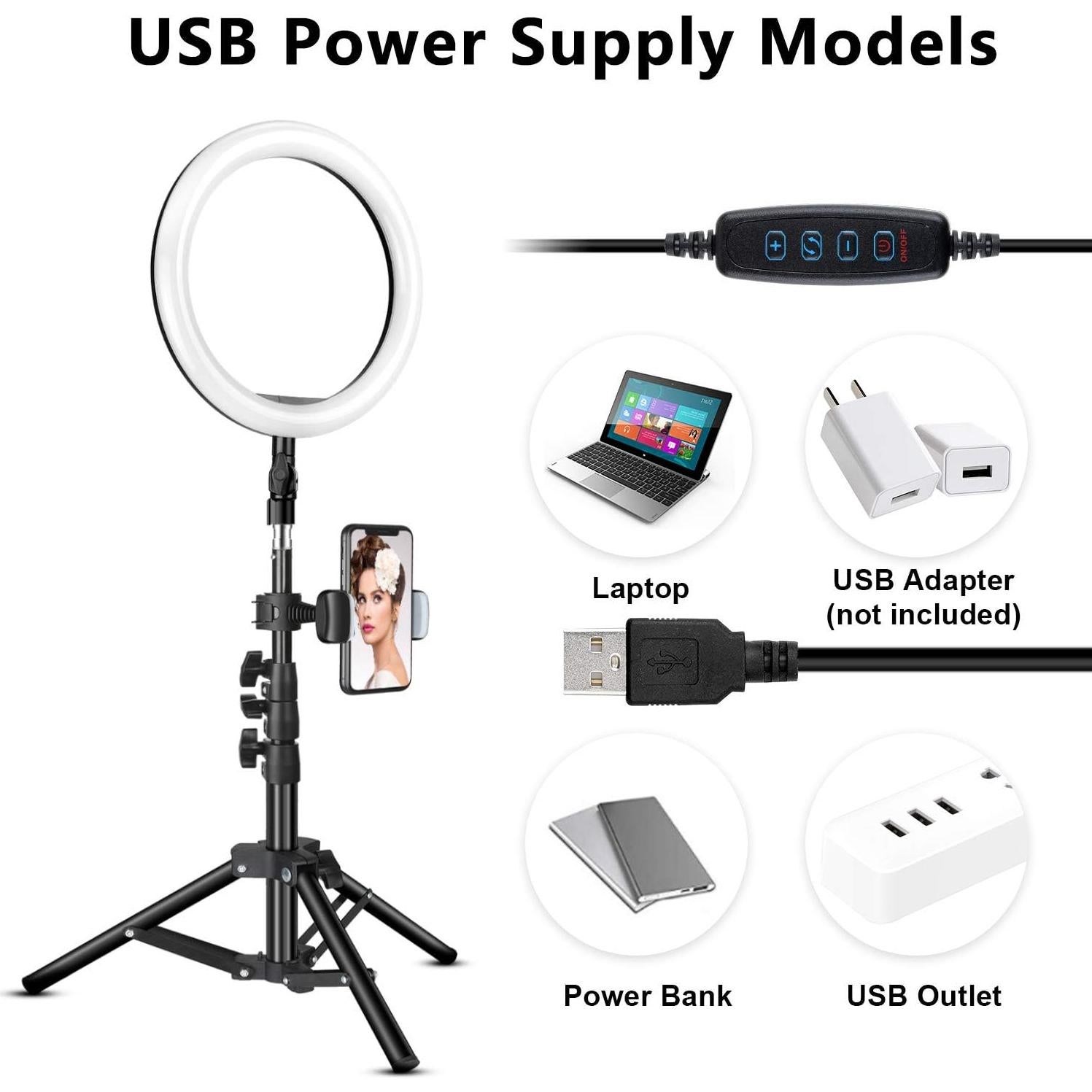 Anillo de Luz LED Rovtop 25 cm con Trípode Ajustable