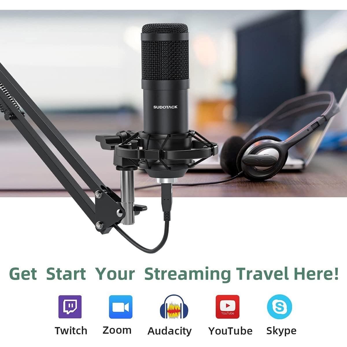 Micrófono USB Sudotack ST-800 para Streaming y Podcast