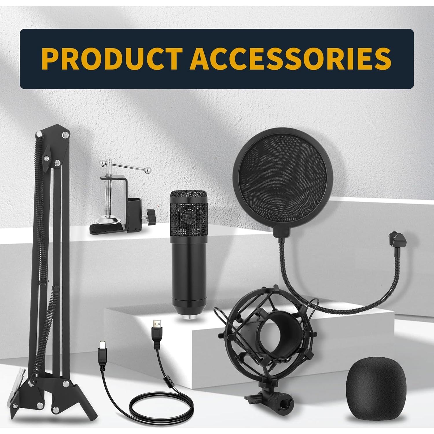 Micrófono de condensador AMOOX BM-800 USB con soporte