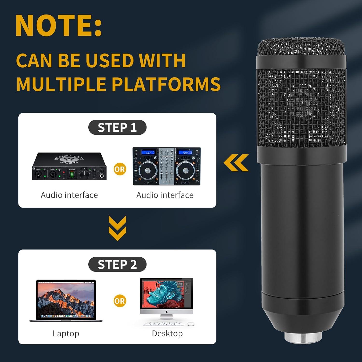 Micrófono de condensador AMOOX BM-800 USB con soporte