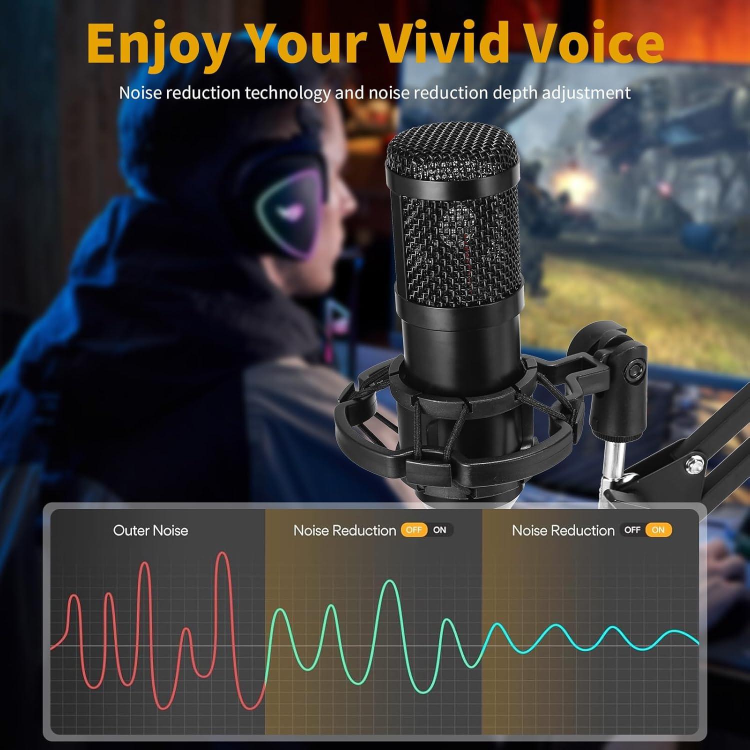 Micrófono de condensador AMOOX BM-800 USB con soporte