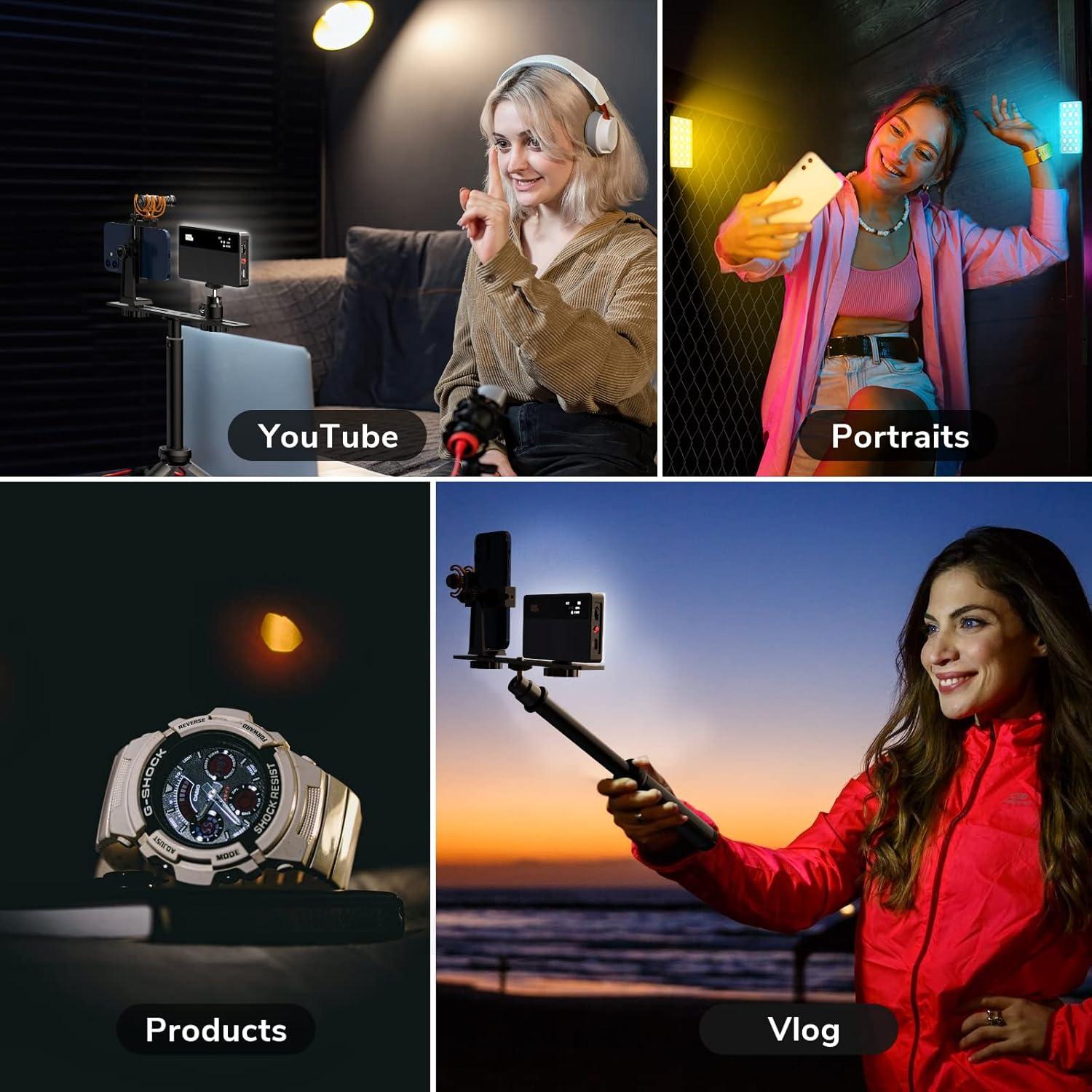 Luz de Video Pocket Pixel G6 RGB con Trípode y Batería 3000mAh