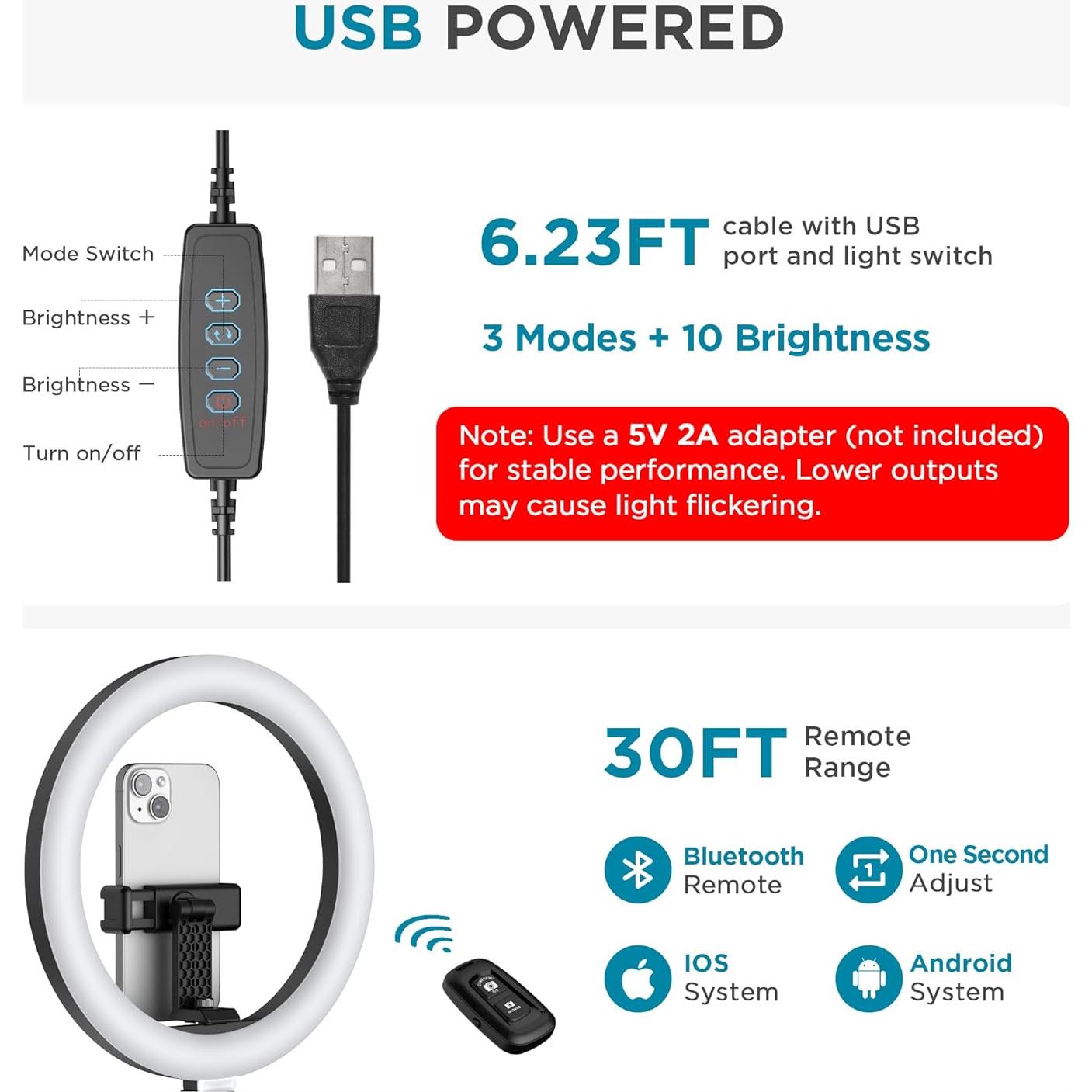 Soporte de Teléfono InnoGear con Luz de Anillo LED 25 cm