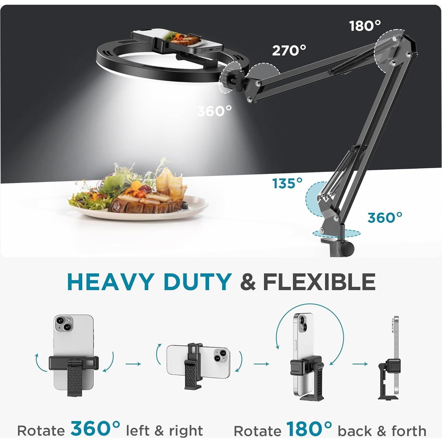 Soporte de Teléfono InnoGear con Luz de Anillo LED 25 cm