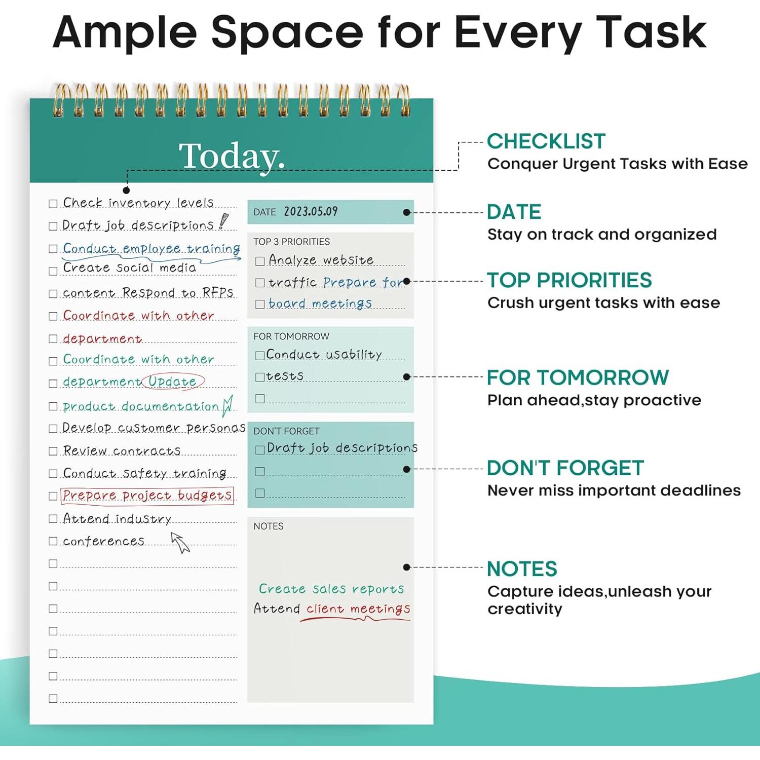 Bloc de Notas de Tareas Taja 52 Hojas Movimiento Verde