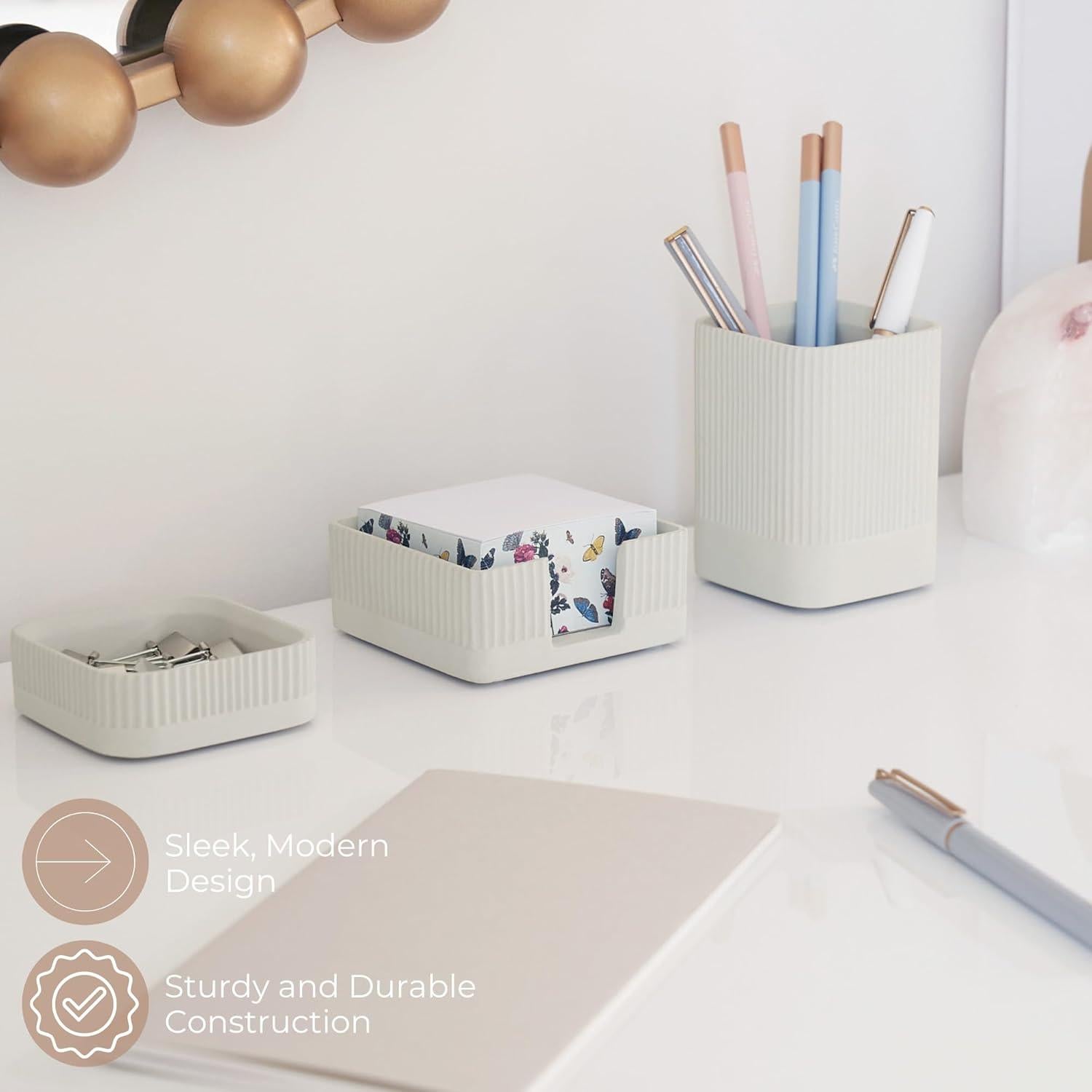 Conjunto de Organizadores de Escritorio KIBAGA 3 Piezas Concreto