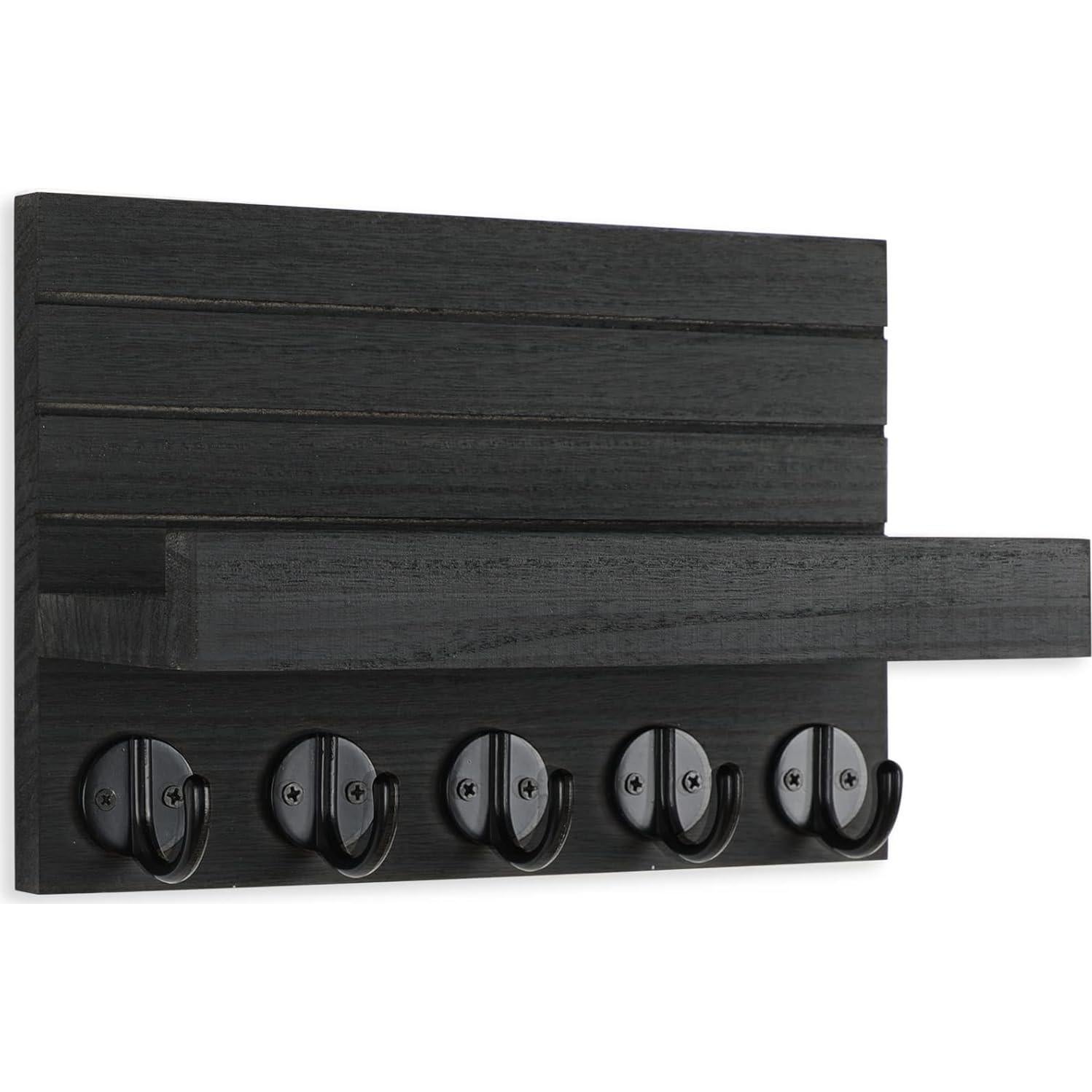 Soporte de Llaves Lwenki de Madera con Estante Negro