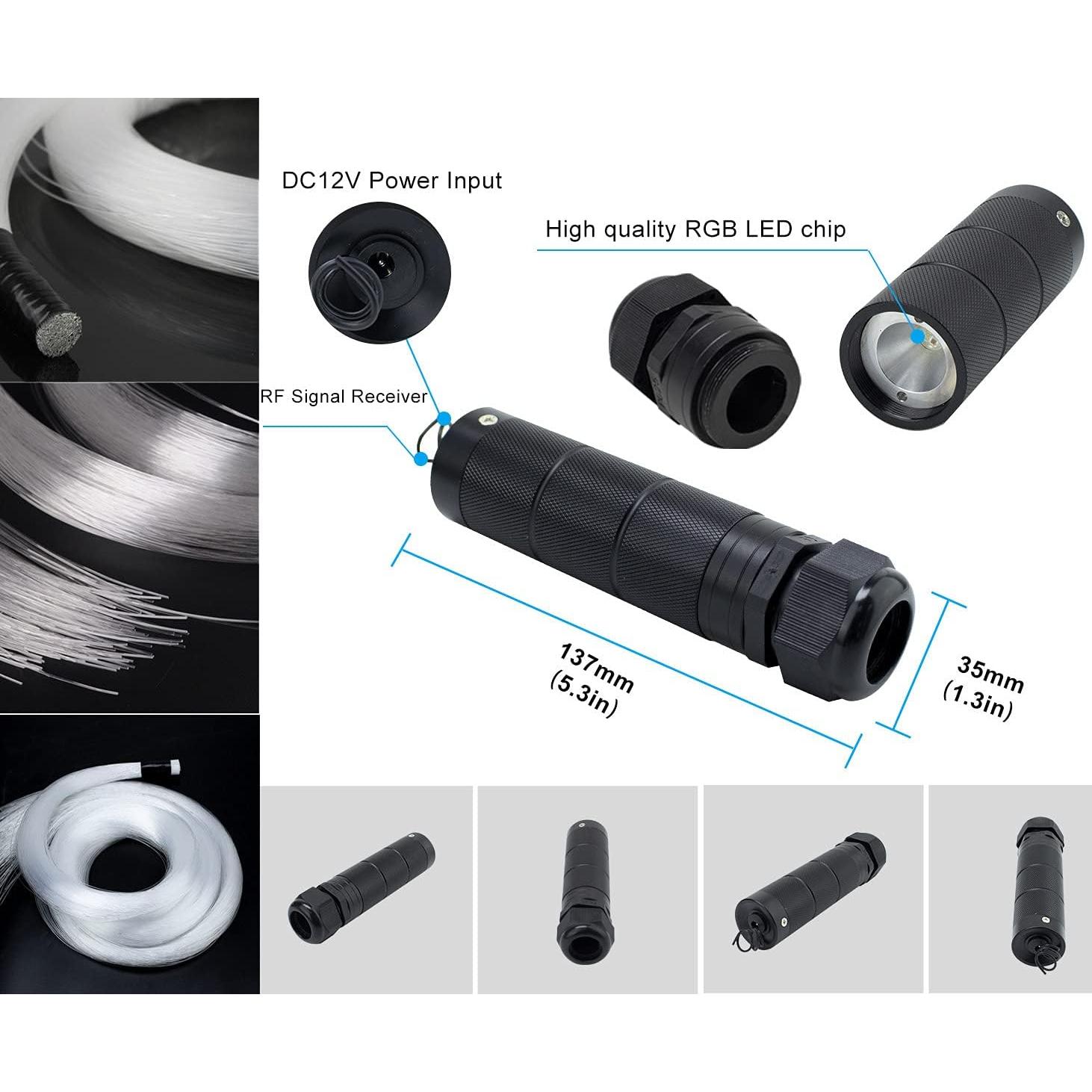 Luces de Fibra Óptica RGBW AZIMOM 6W 2.99m Control Remoto