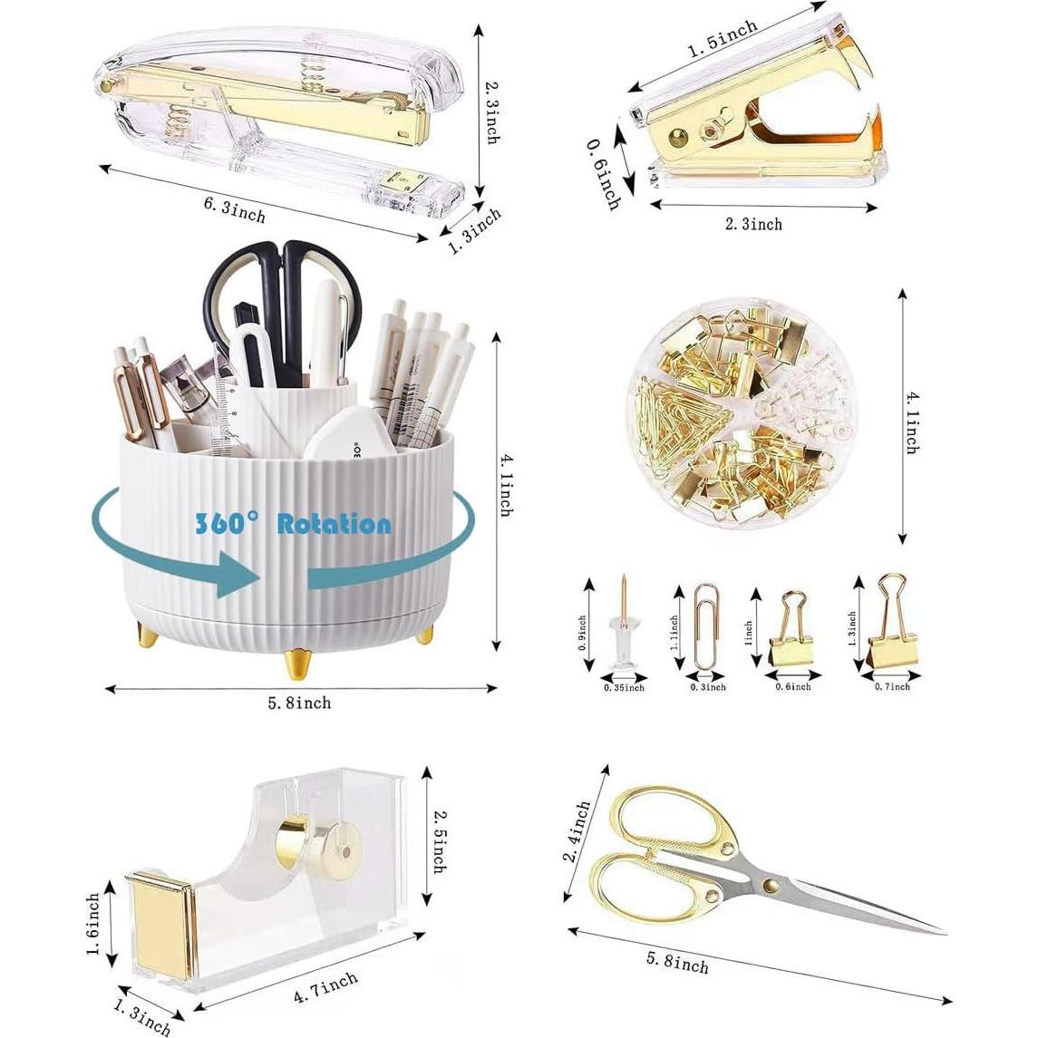 Set de 7 Organizadores de Escritorio Gawsey Dorado 360°