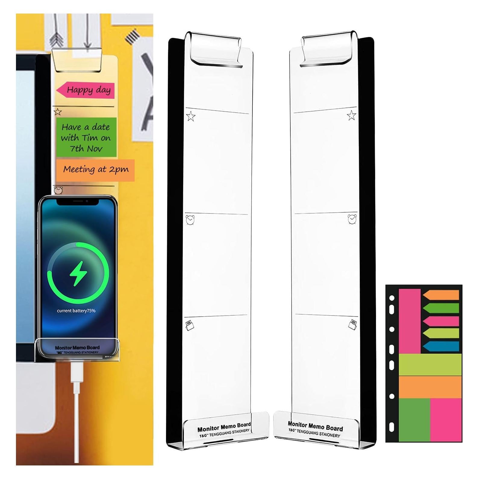 Tableros de Memo Acrílico OSPNIEEK Set de 2 para Monitor