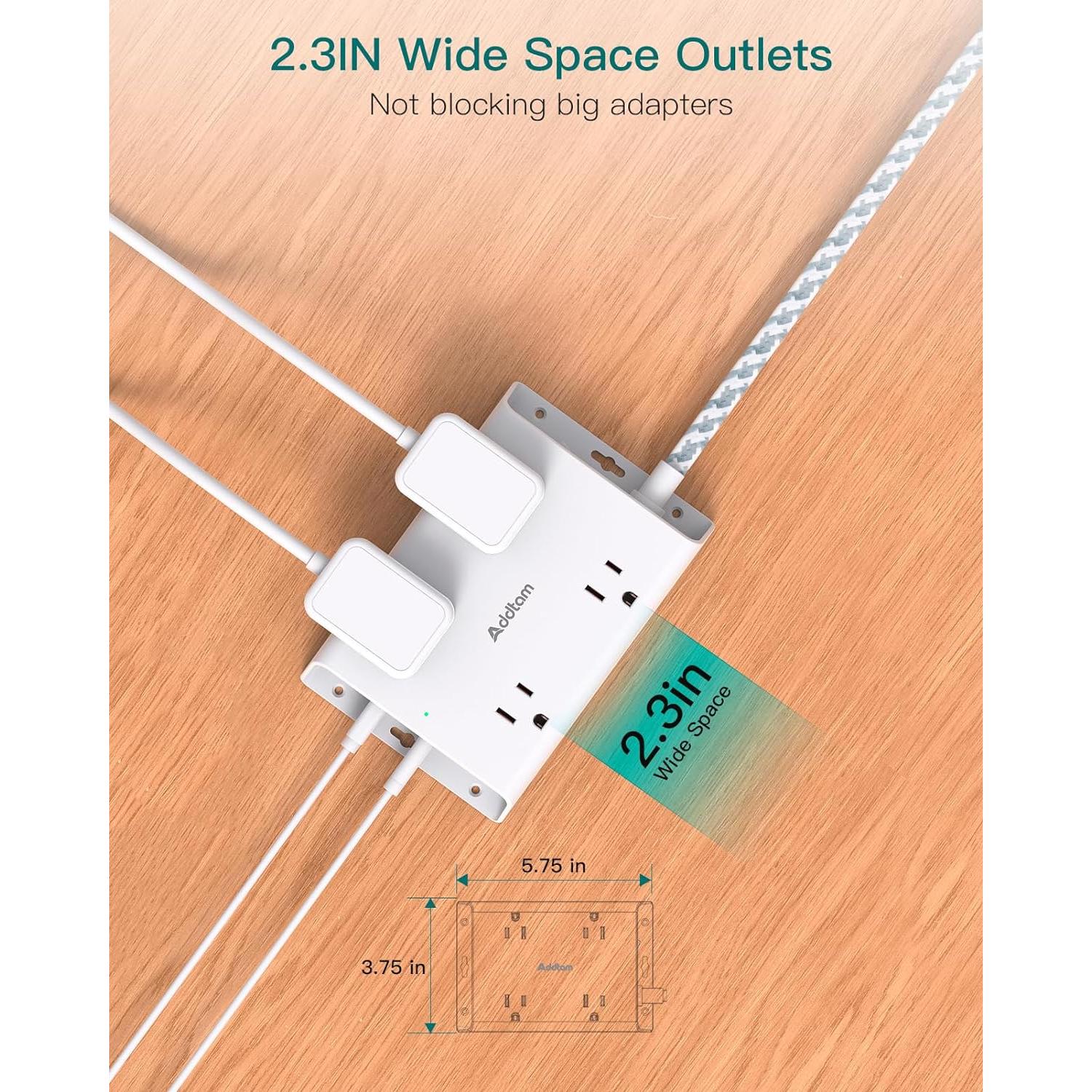 Regleta de Protección Addtam 5 pies 4 Salidas USB C Blanca