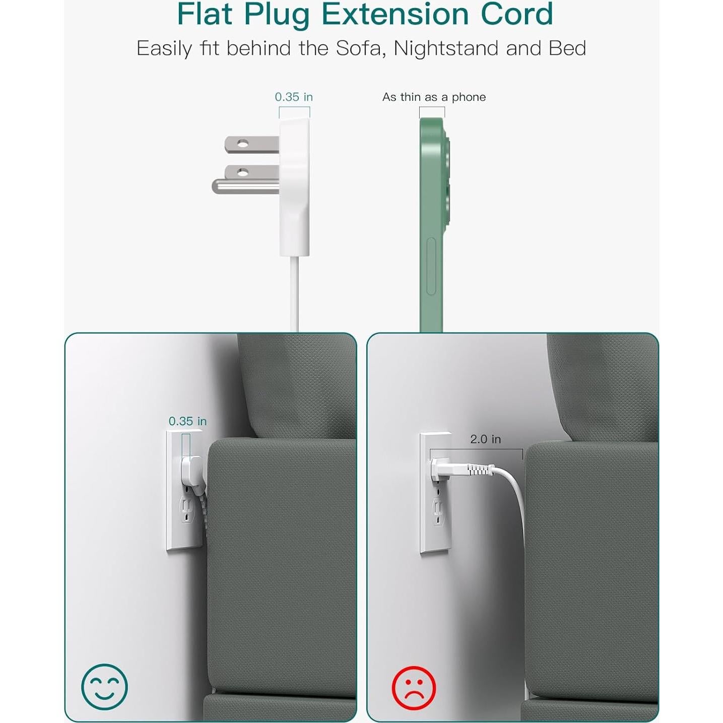 Regleta de Protección Addtam 5 pies 4 Salidas USB C Blanca