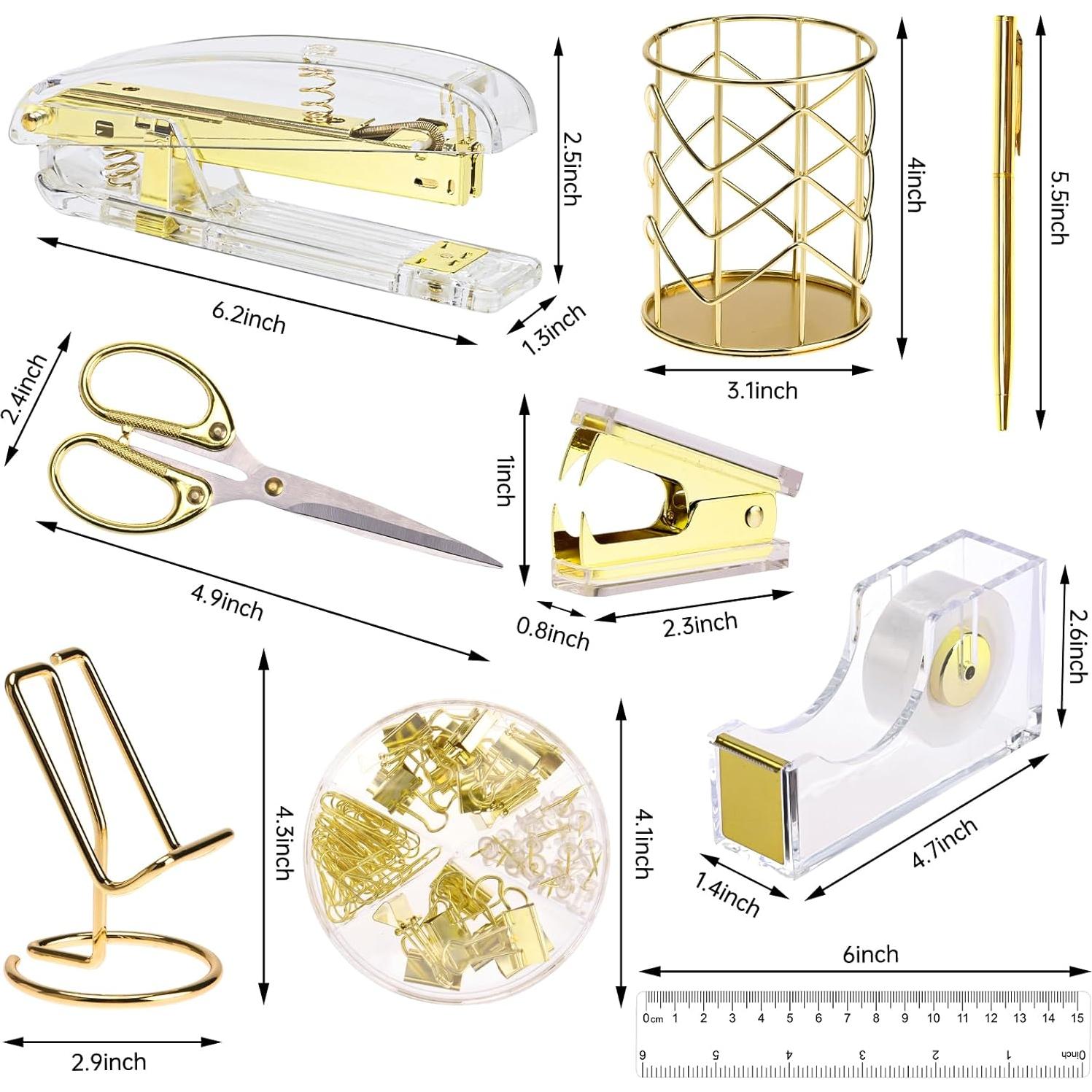Conjunto de Suministros de Oficina EOOUT Oro 12 Piezas