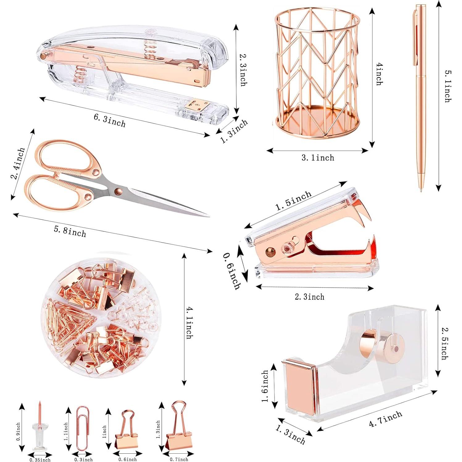 Set de Accesorios de Escritorio Famassi Oro Rosa - 8 Piezas