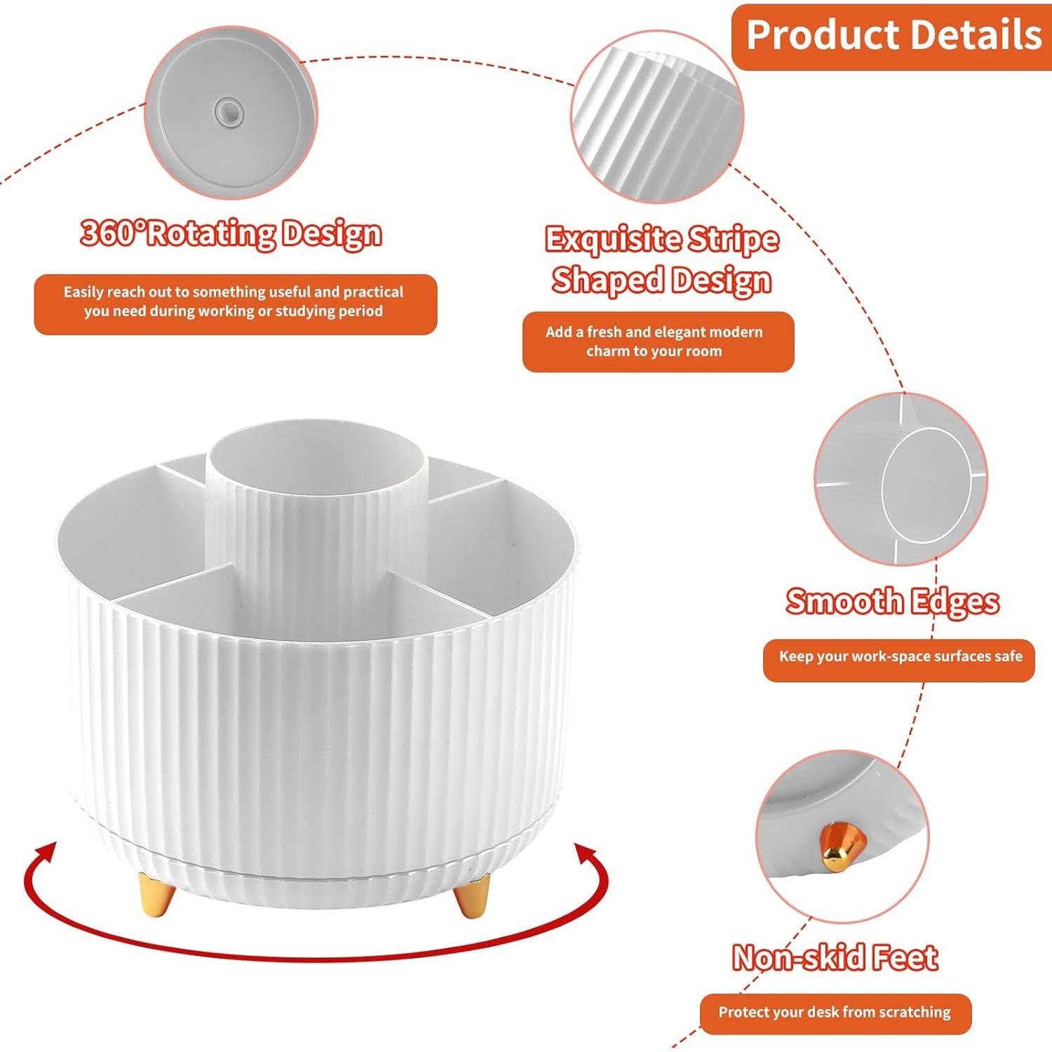 Soporte giratorio para lápices EDENMS blanco 5 compartimentos