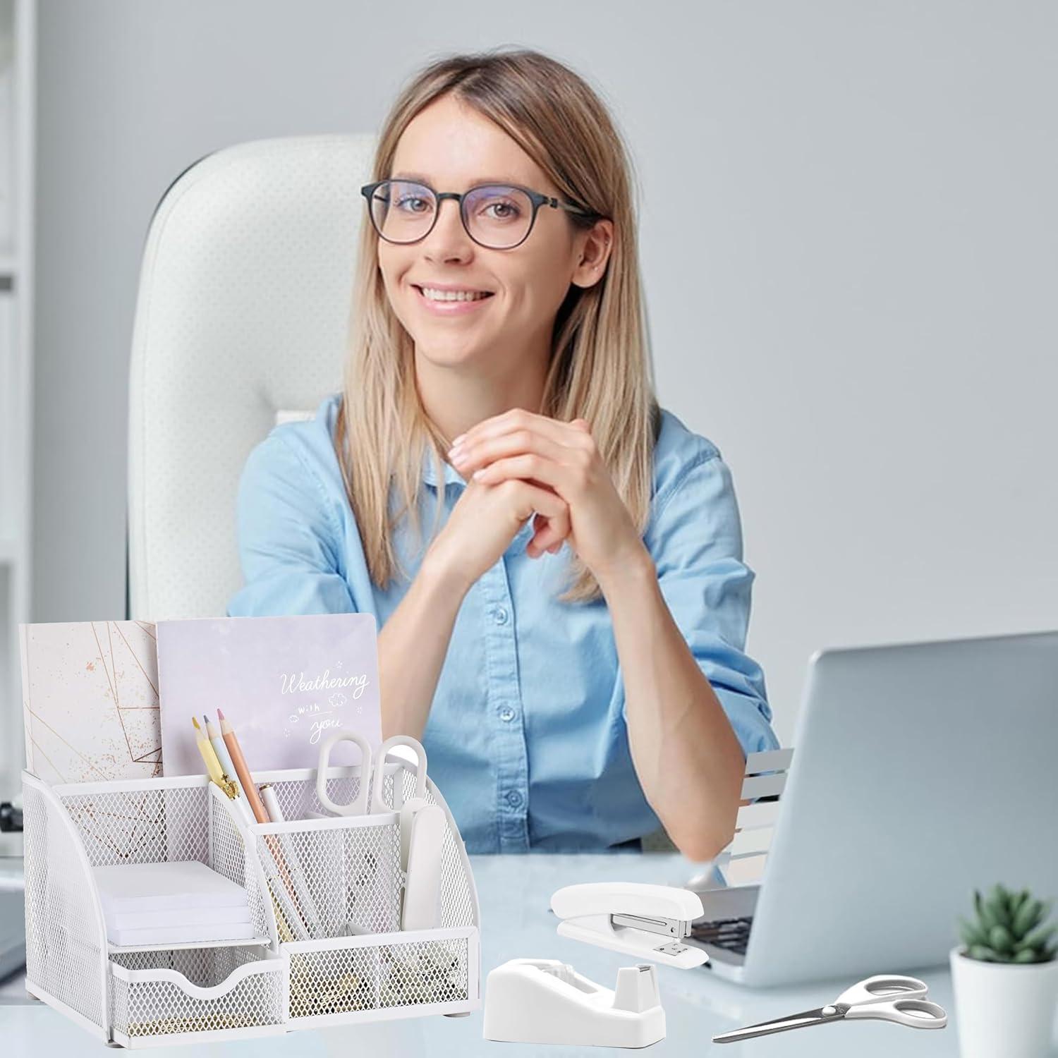 Juego de 12 Accesorios de Oficina Scindaly Blancos