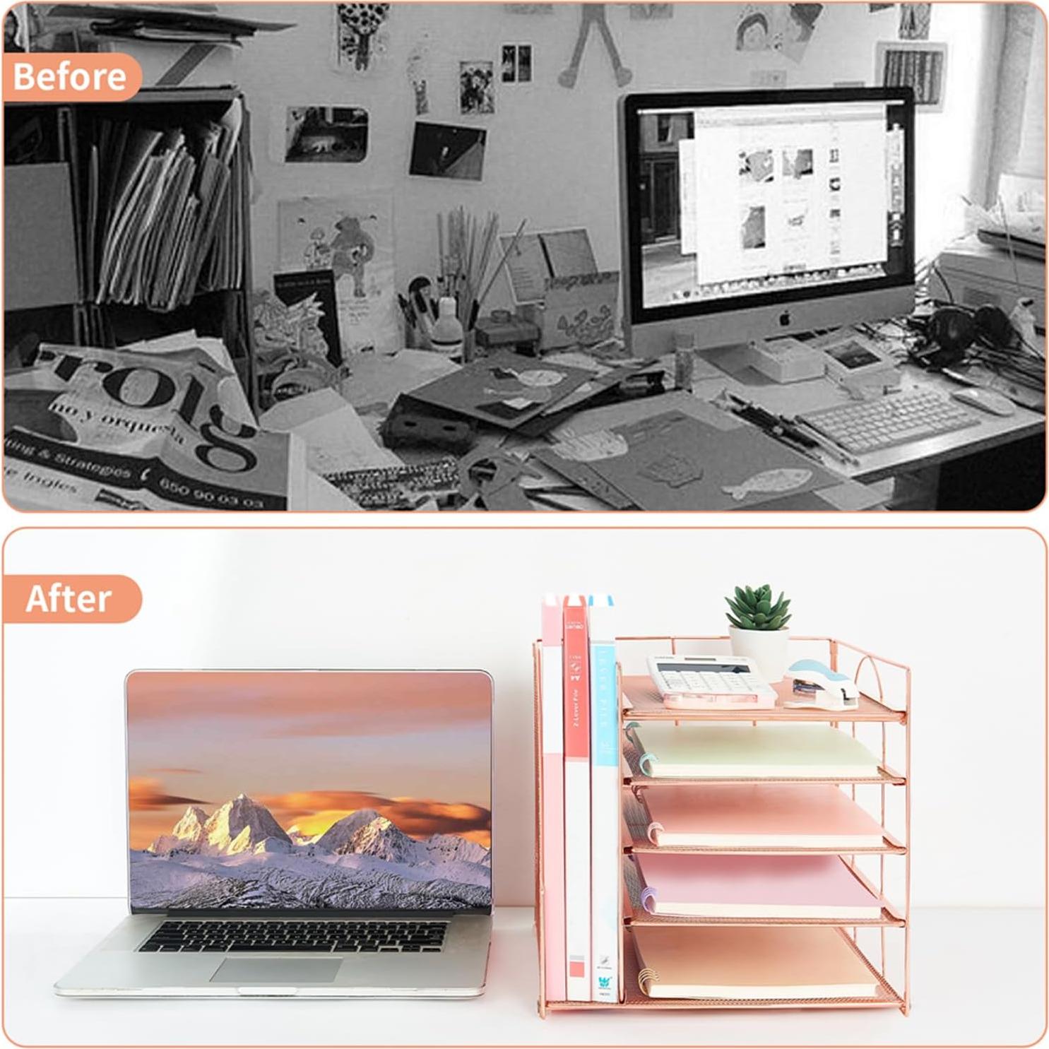 Organizador de Escritorio LEKETREE 5 Niveles Oro Rosa