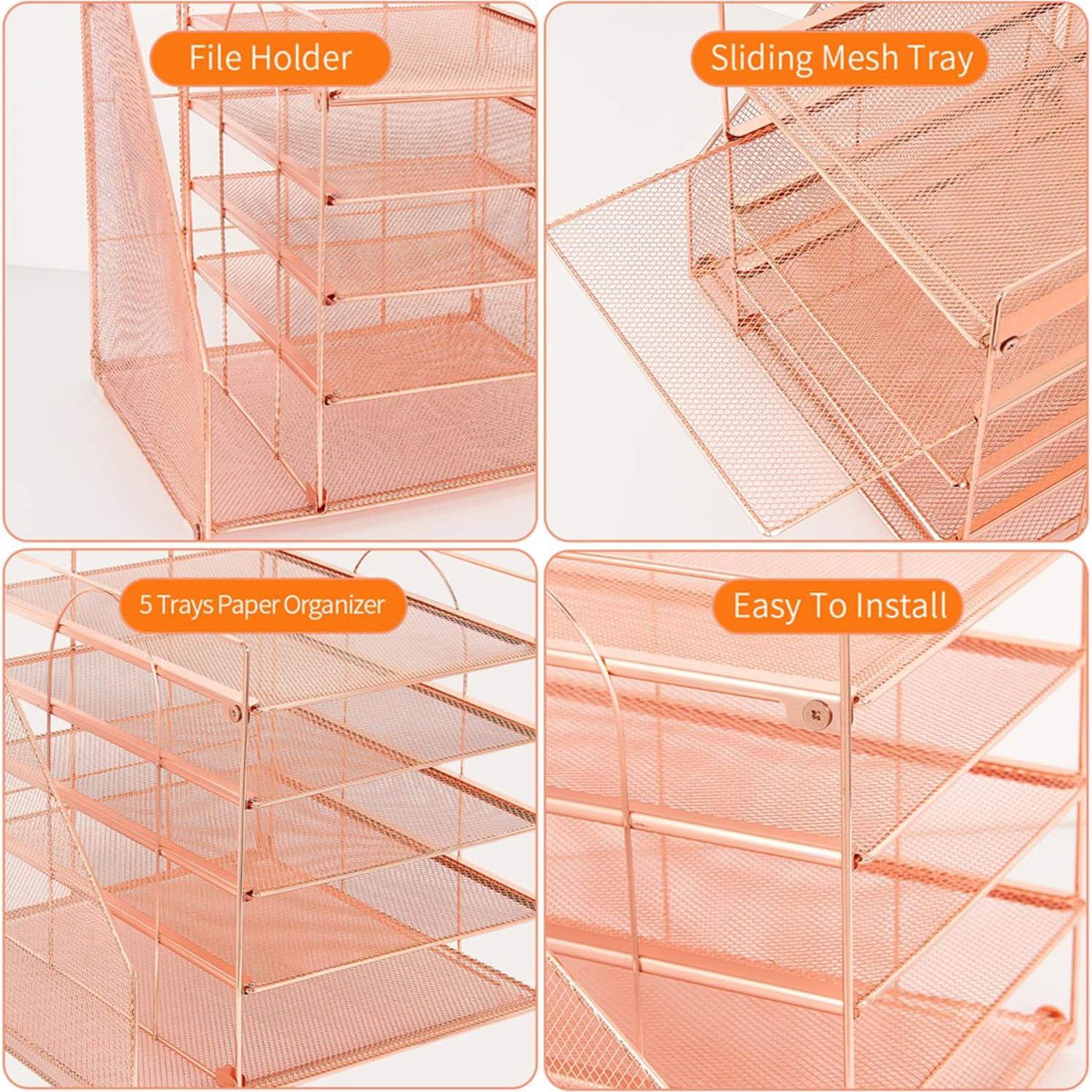 Organizador de Escritorio LEKETREE 5 Niveles Oro Rosa