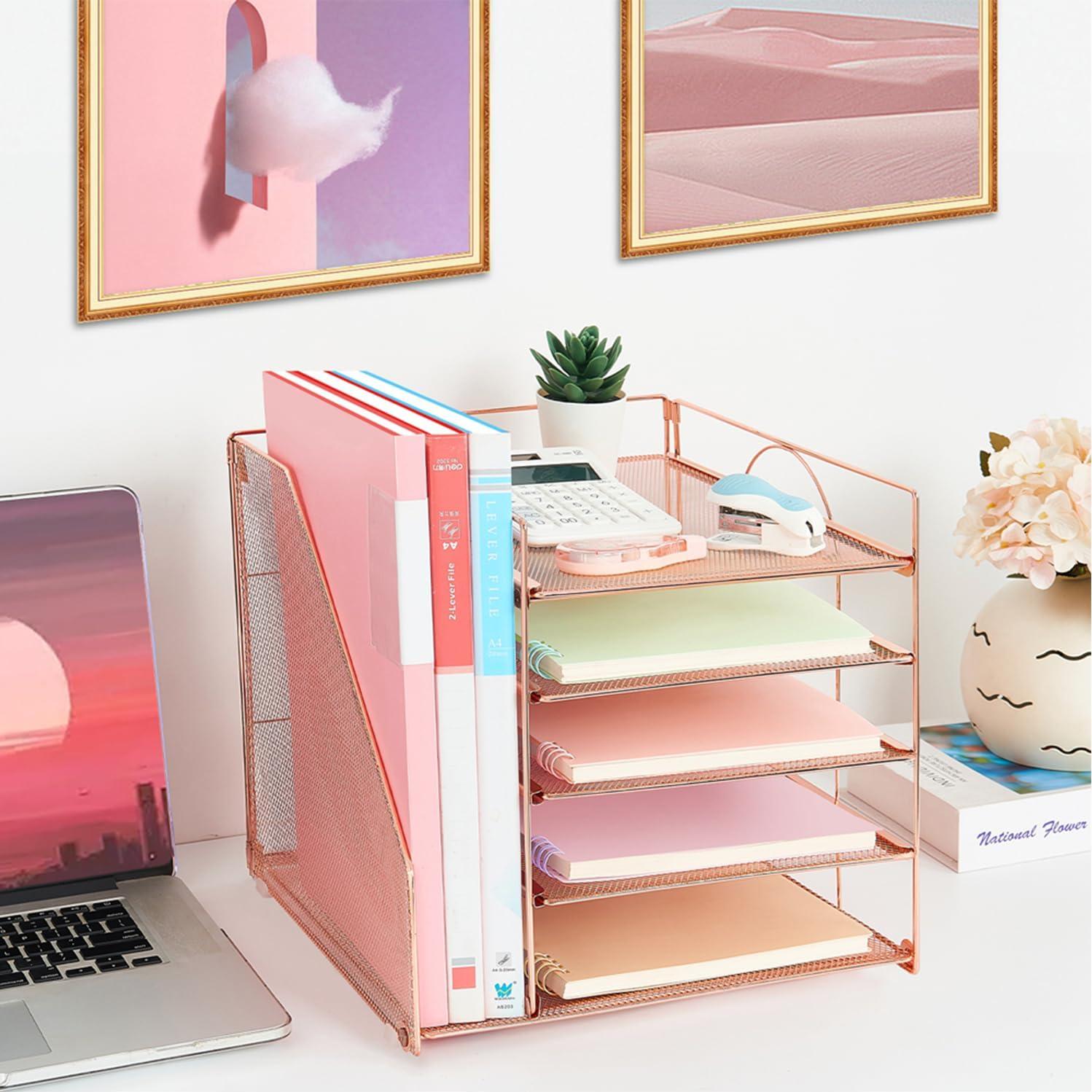 Organizador de Escritorio LEKETREE 5 Niveles Oro Rosa