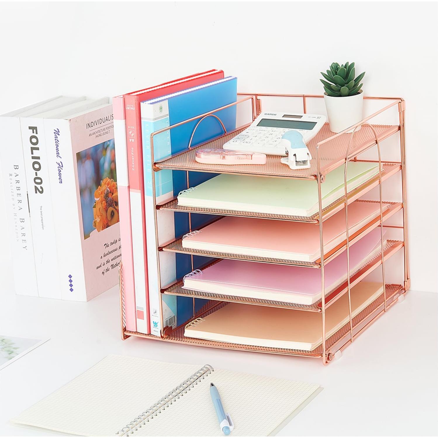 Organizador de Escritorio LEKETREE 5 Niveles Oro Rosa