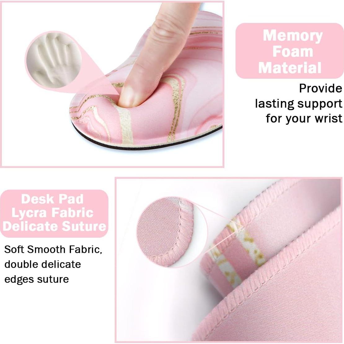 Juego de Alfombrilla de Teclado y Ratón Ergonómico WB Rosa