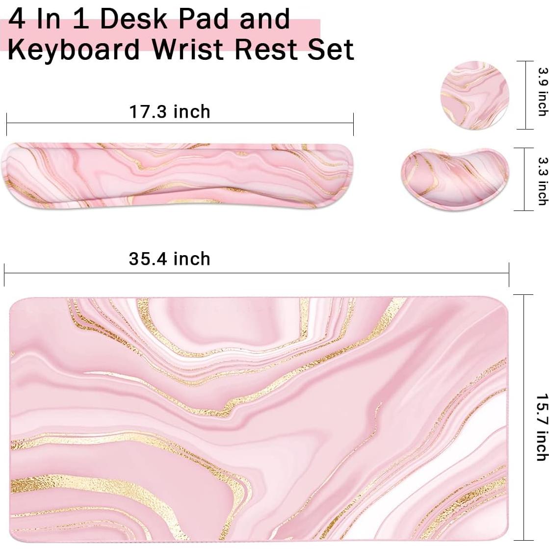 Juego de Alfombrilla de Teclado y Ratón Ergonómico WB Rosa