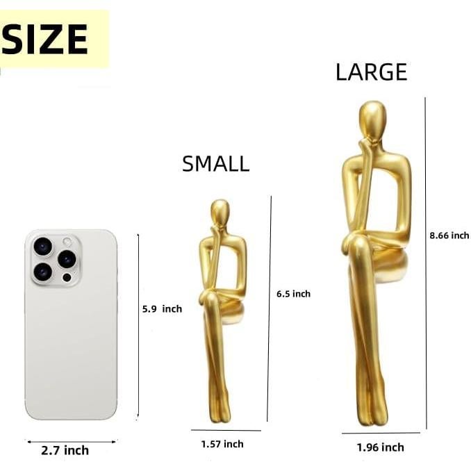 Estatuas Pensadoras Doradas Prettidecor - Juego de 3 Piezas