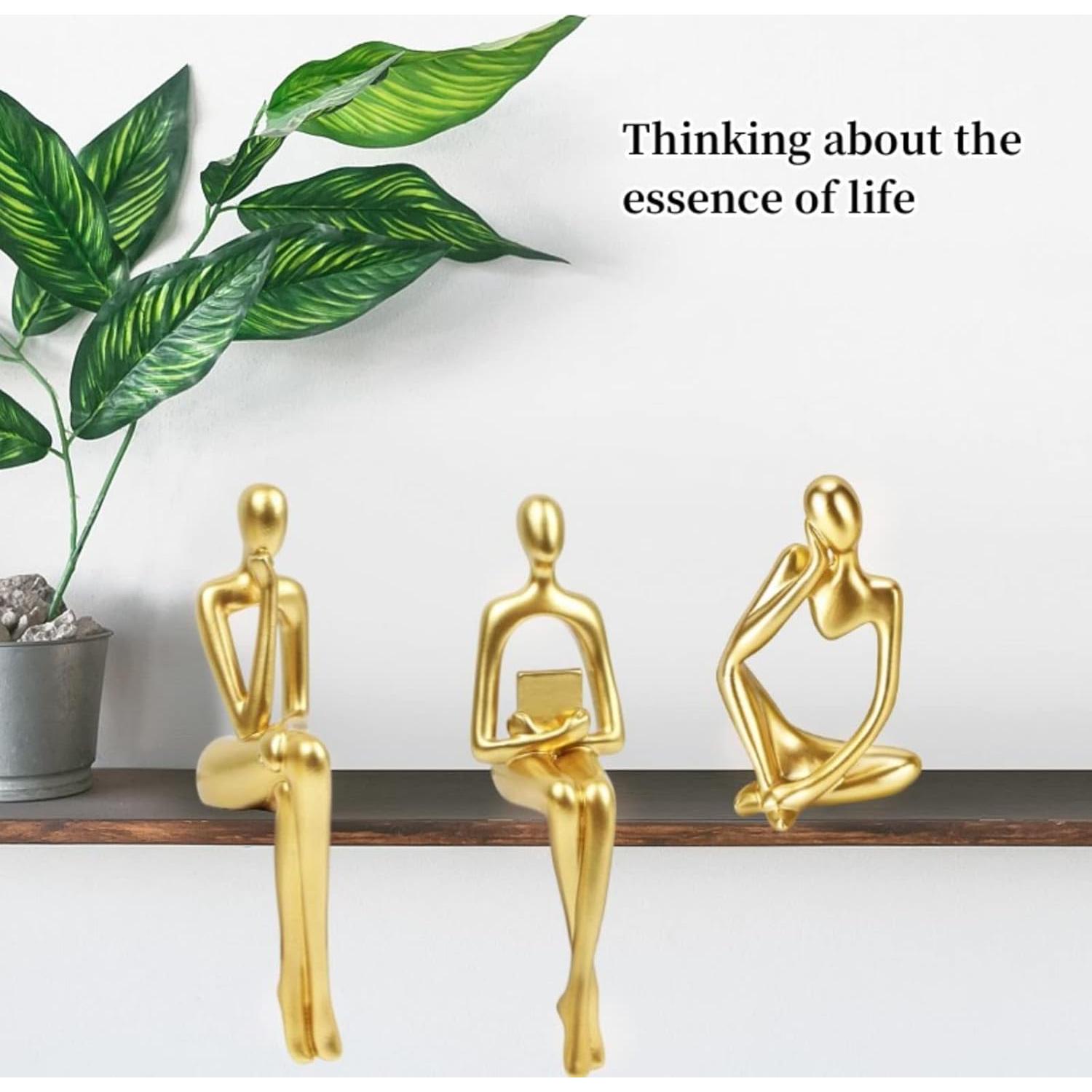 Estatuas Pensadoras Doradas Prettidecor - Juego de 3 Piezas