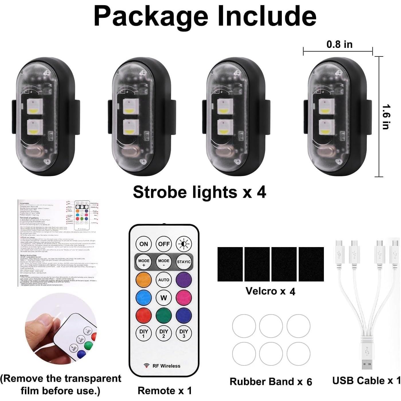 Luces Estroboscópicas LED Inalámbricas 4PCS con Control Remoto
