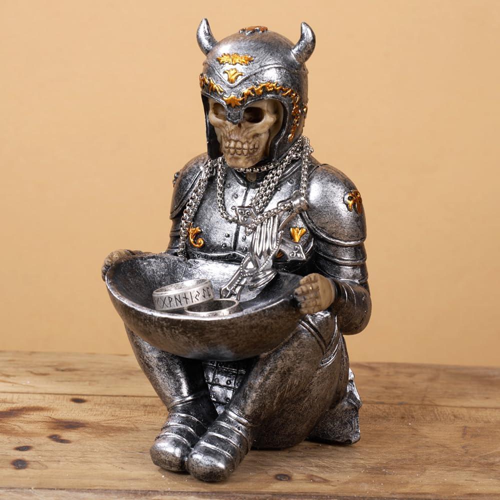 Bandeja para Anillos Calavera Vikinga Arola 18x10cm Resina