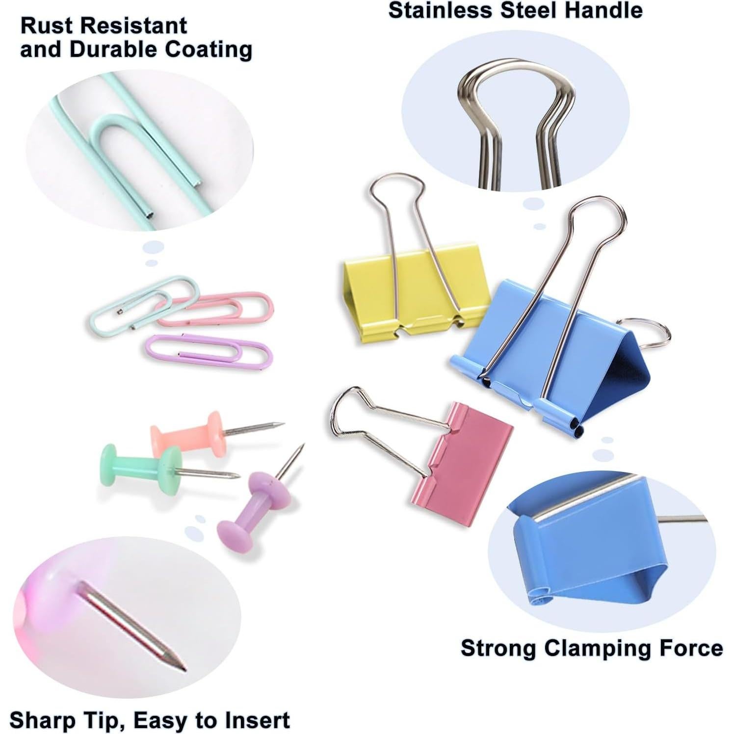 Juego de Clips de Papel y Chinchetas LyBlissor 240 PCS