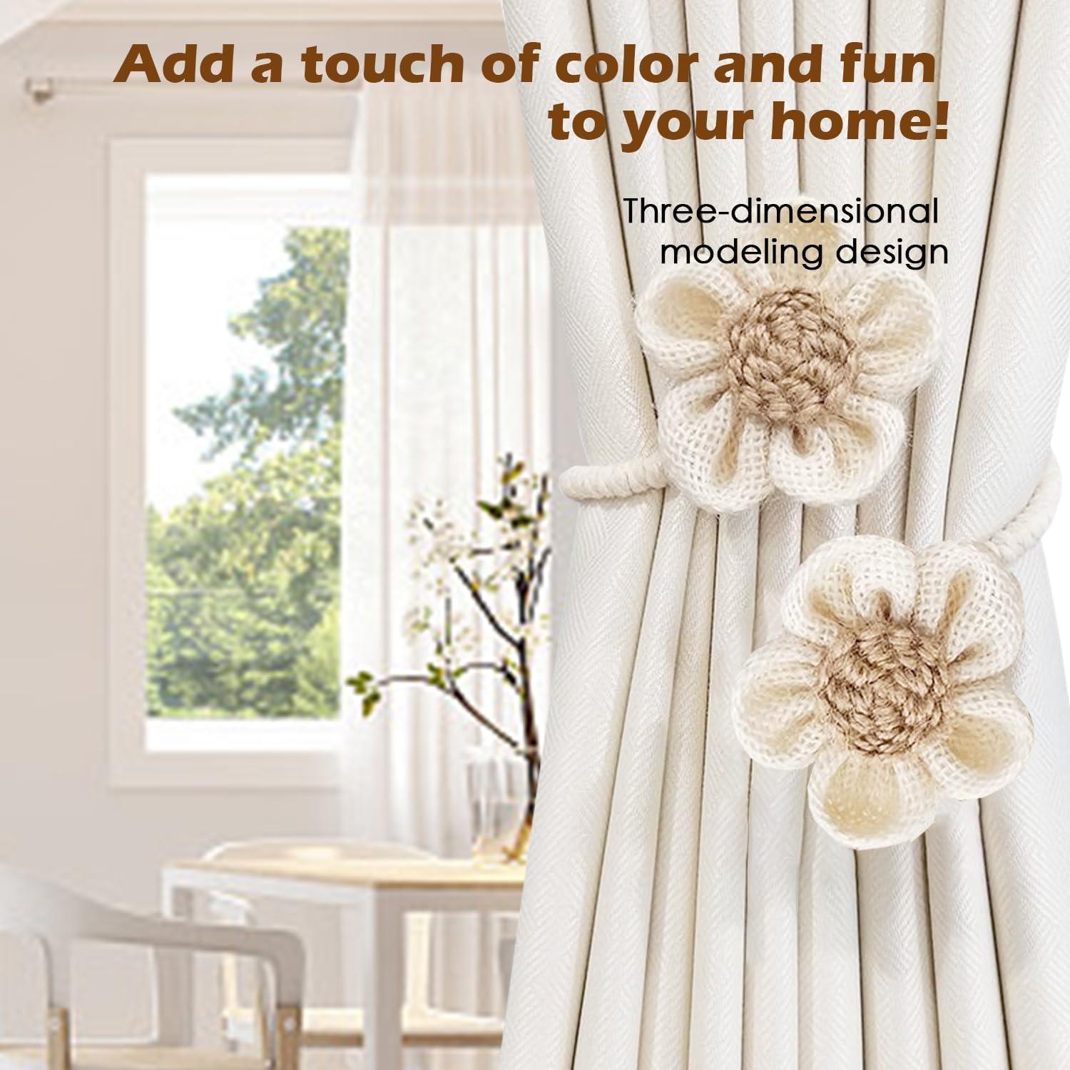 Sujetadores de Cortina SRG Cuerda Crema 2 Piezas DIY