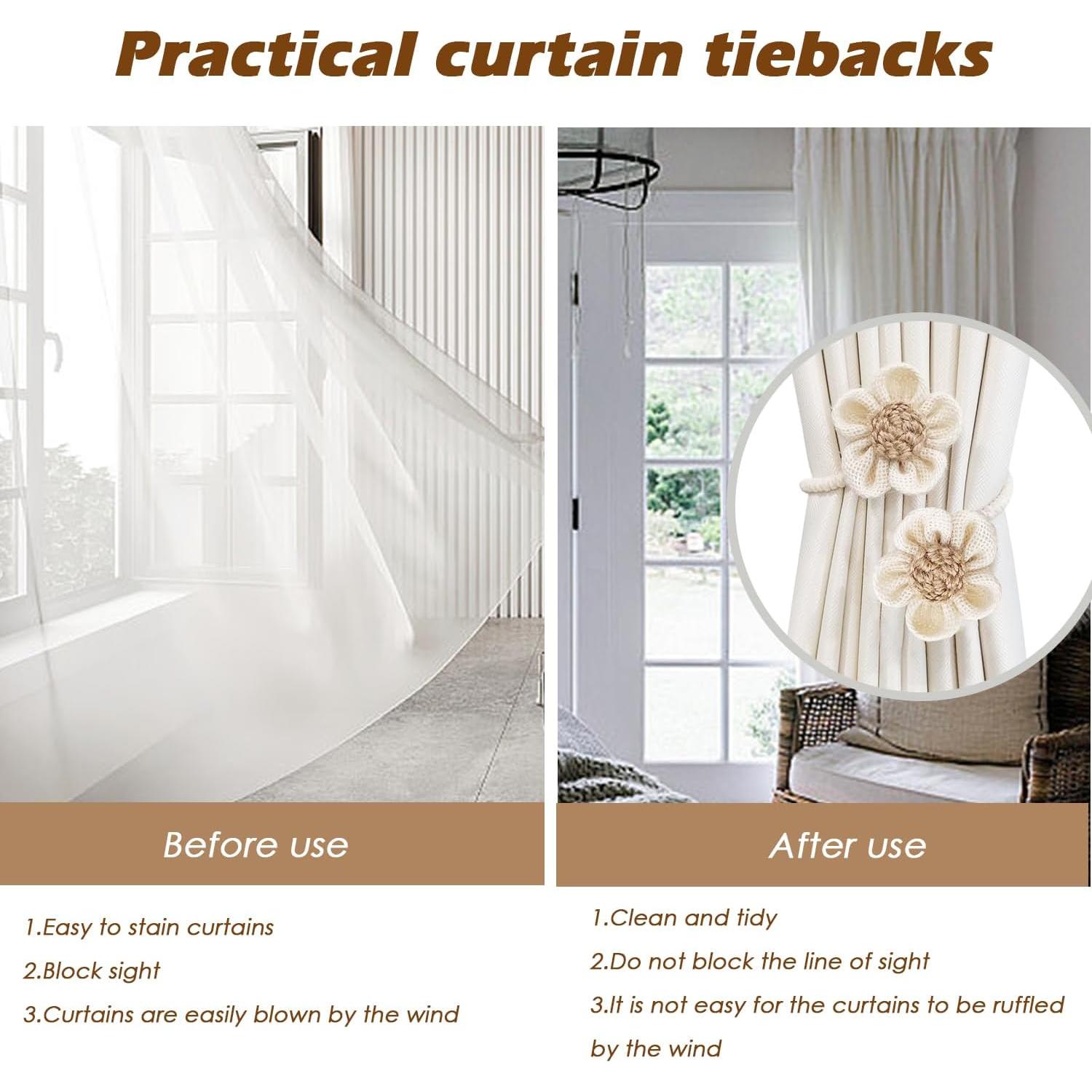 Sujetadores de Cortina SRG Cuerda Crema 2 Piezas DIY